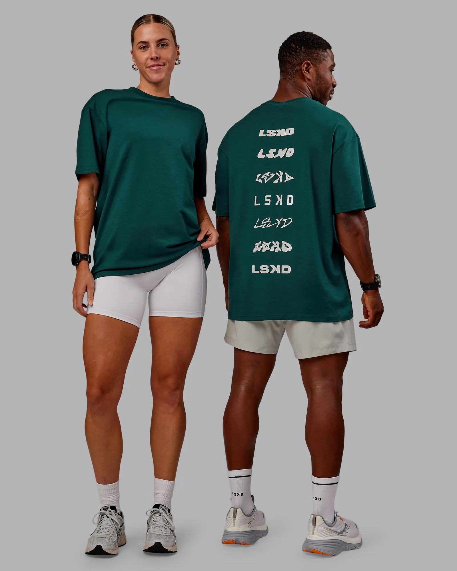 Variation FLXCotton Oversized Tee - Dark Moss-Digital Mist sold by LSKD product image thumbnail 2