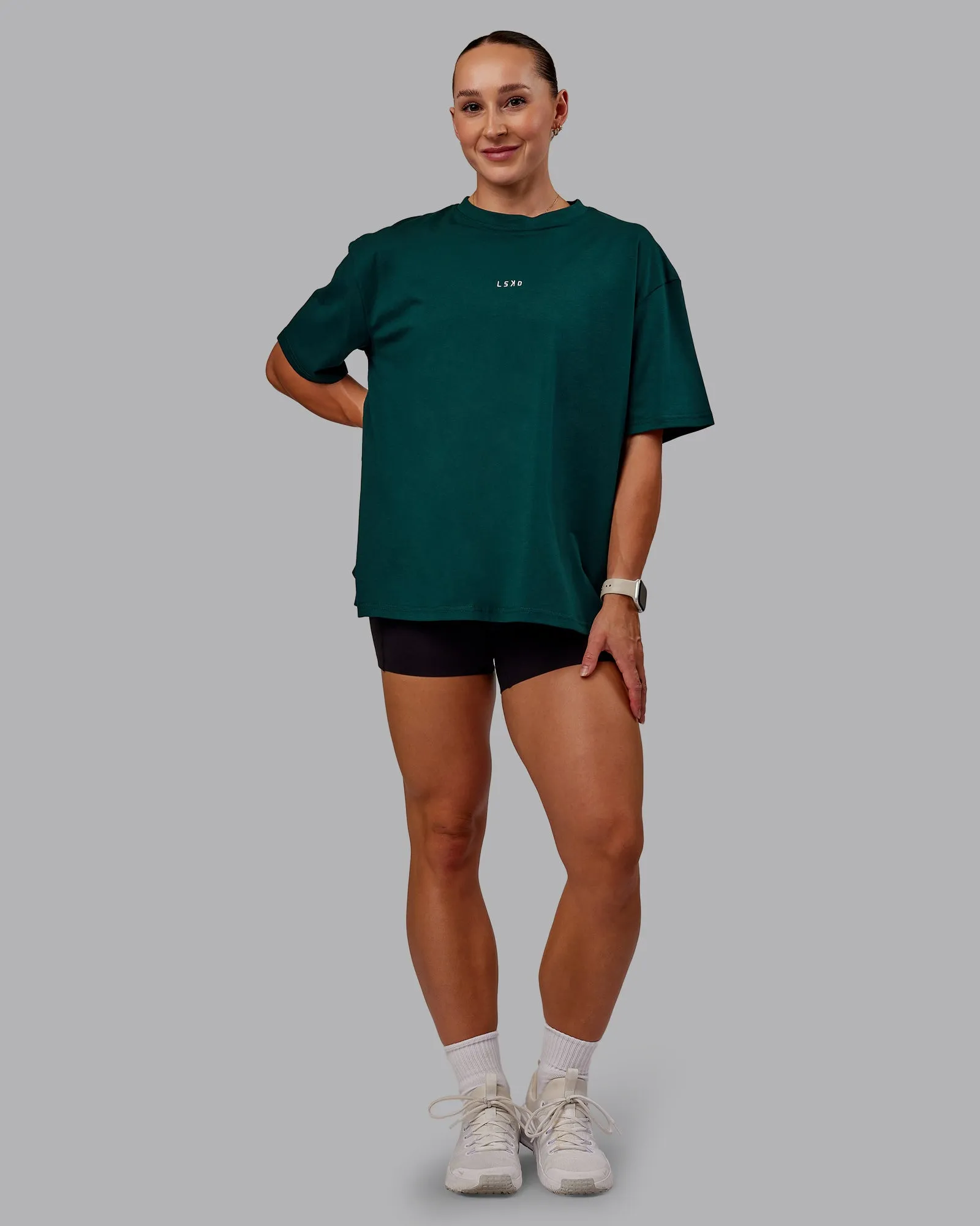 Go-To FLXCotton Oversized Tee - Dark Moss-White sold by LSKD product image thumbnail 3