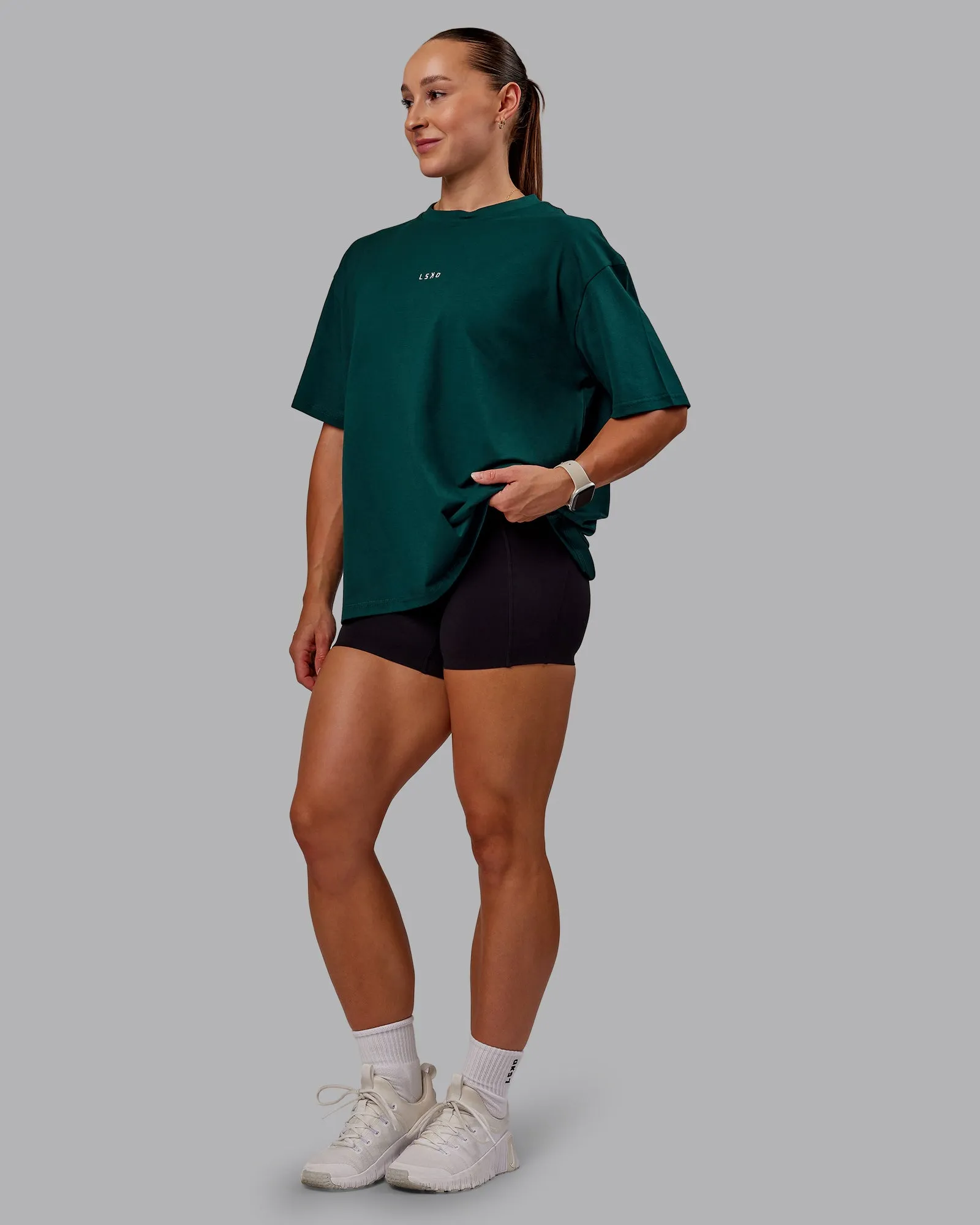 Go-To FLXCotton Oversized Tee - Dark Moss-White sold by LSKD product image thumbnail 2