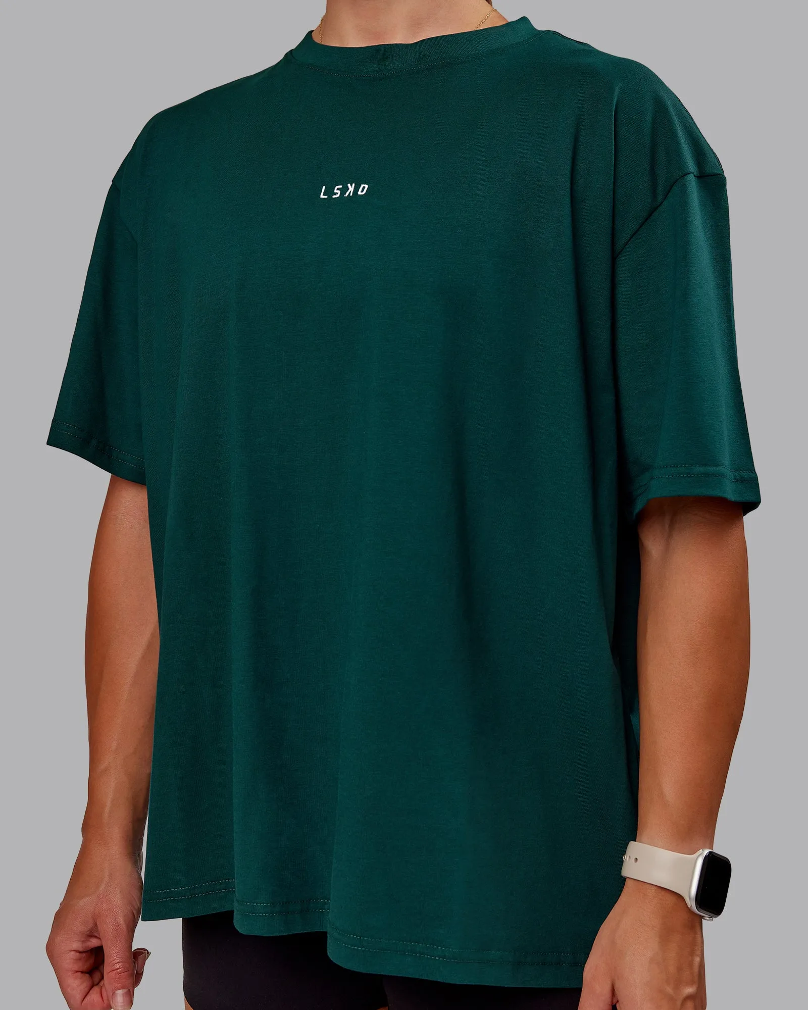Go-To FLXCotton Oversized Tee - Dark Moss-White sold by LSKD product image thumbnail 5