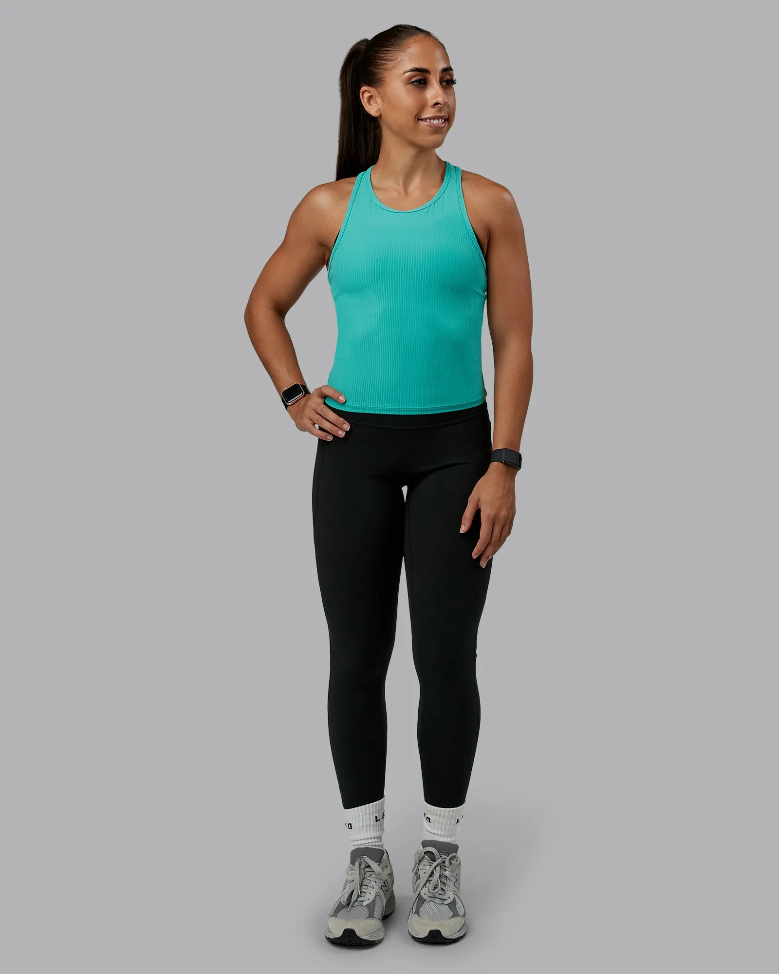 Push High Neck Ribbed Tank - Agate Green sold by LSKD product image thumbnail 5