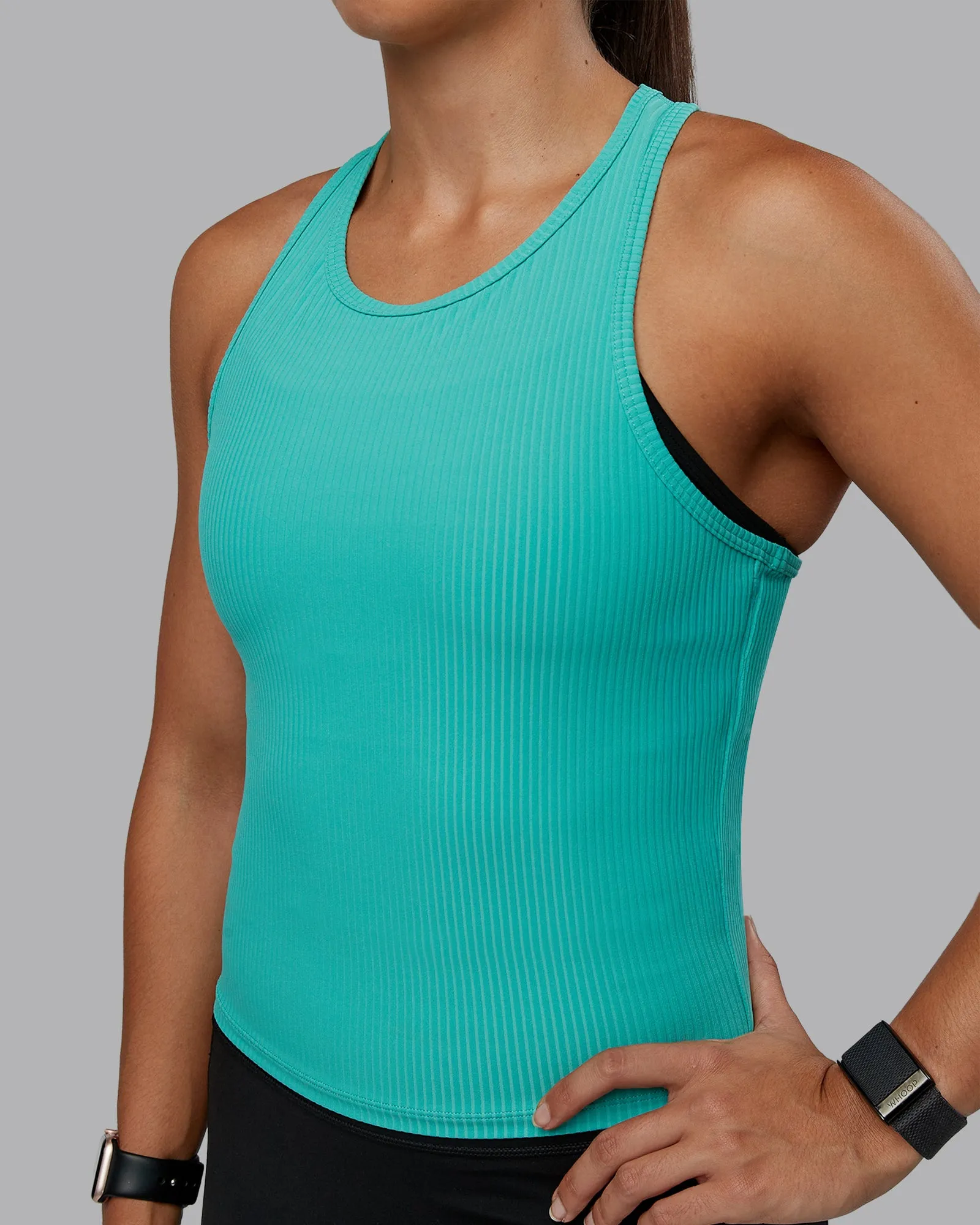 Push High Neck Ribbed Tank - Agate Green sold by LSKD product image thumbnail 4