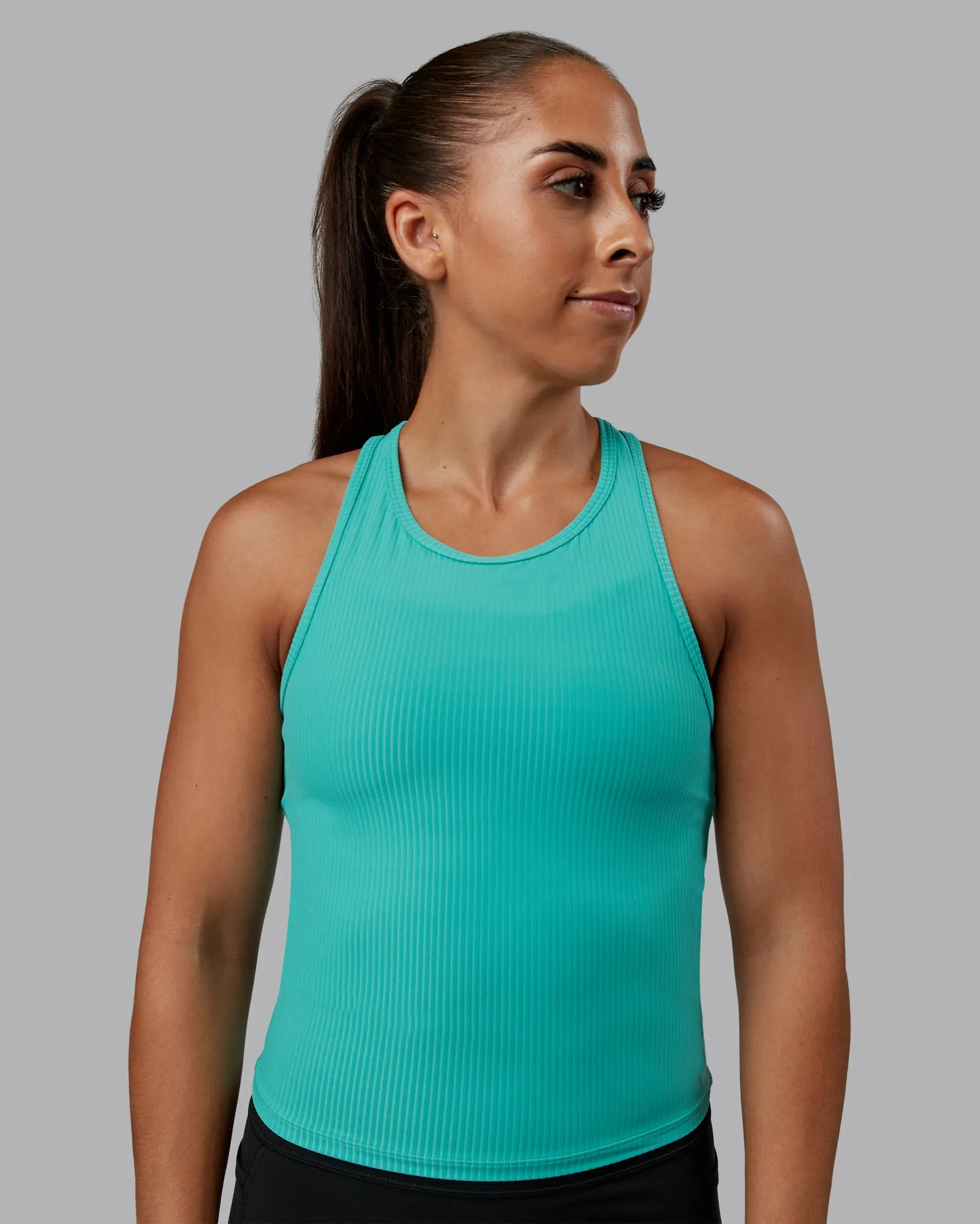 Push High Neck Ribbed Tank - Agate Green sold by LSKD