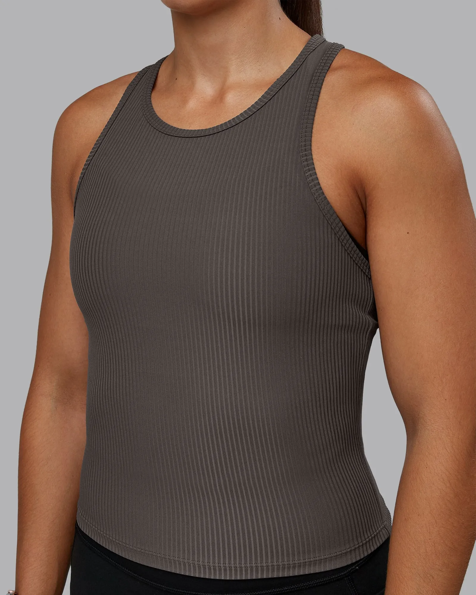 Push High Neck Ribbed Tank - Dark Storm sold by LSKD product image thumbnail 4