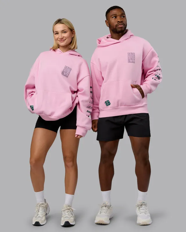 Displacement Oversized Hoodie - Light Bubblegum-Dark Moss sold by LSKD