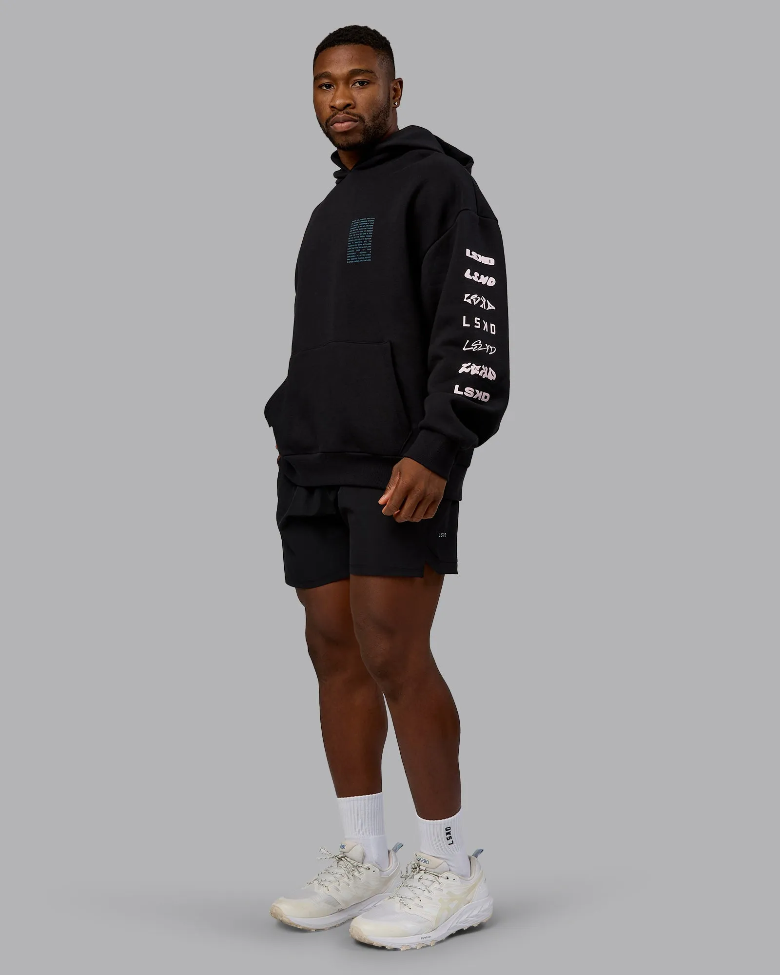 Displacement Oversized Hoodie - Black-Blue Coral sold by LSKD product image thumbnail 5