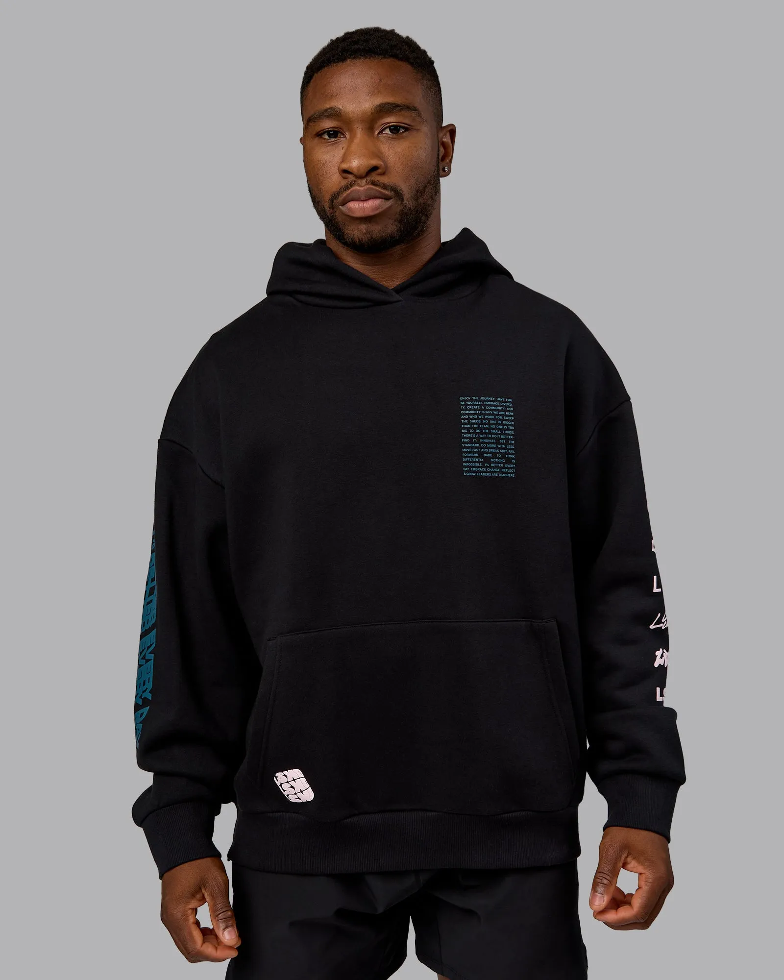 Displacement Oversized Hoodie - Black-Blue Coral sold by LSKD product image thumbnail 2