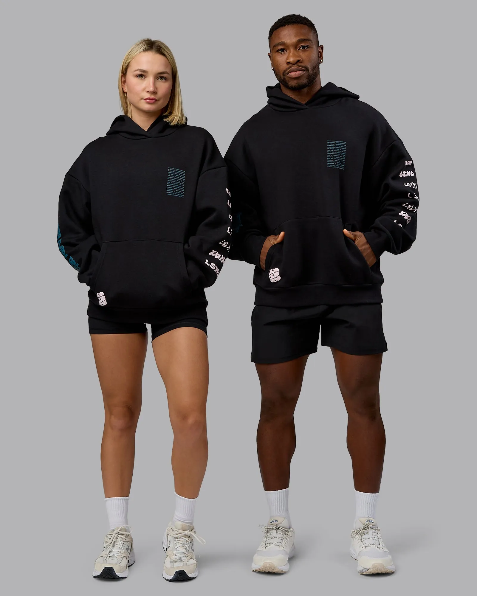 Displacement Oversized Hoodie - Black-Blue Coral sold by LSKD