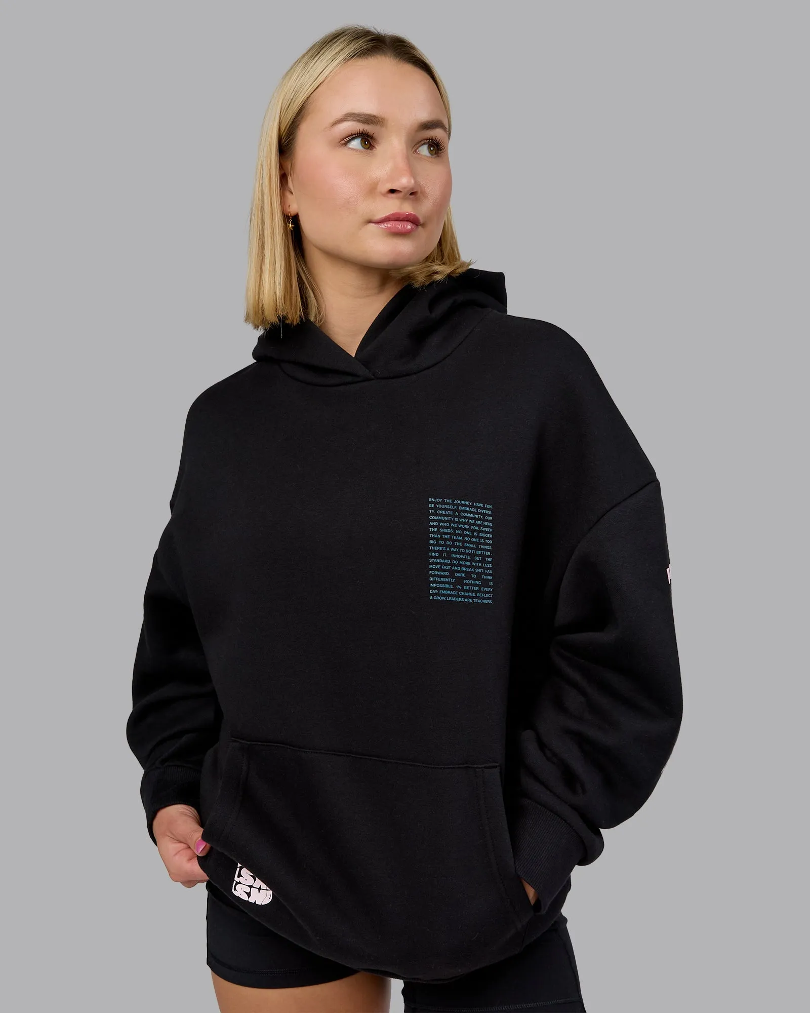 Displacement Oversized Hoodie - Black-Blue Coral sold by LSKD product image thumbnail 3