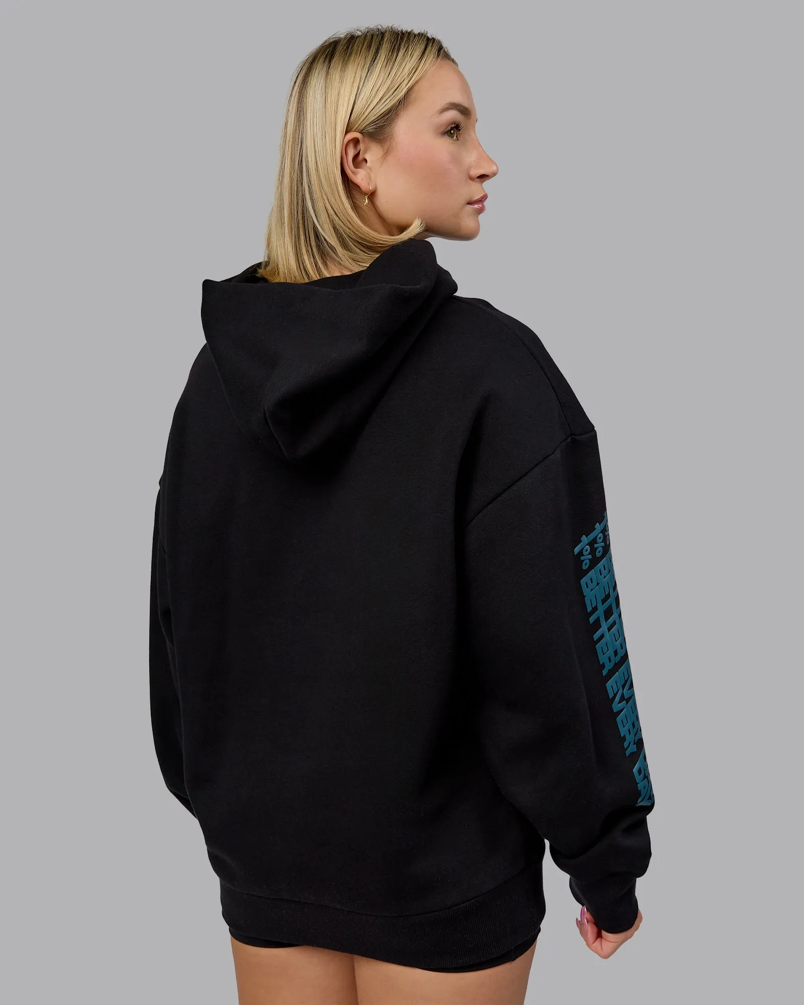 Displacement Oversized Hoodie - Black-Blue Coral sold by LSKD product image thumbnail 4