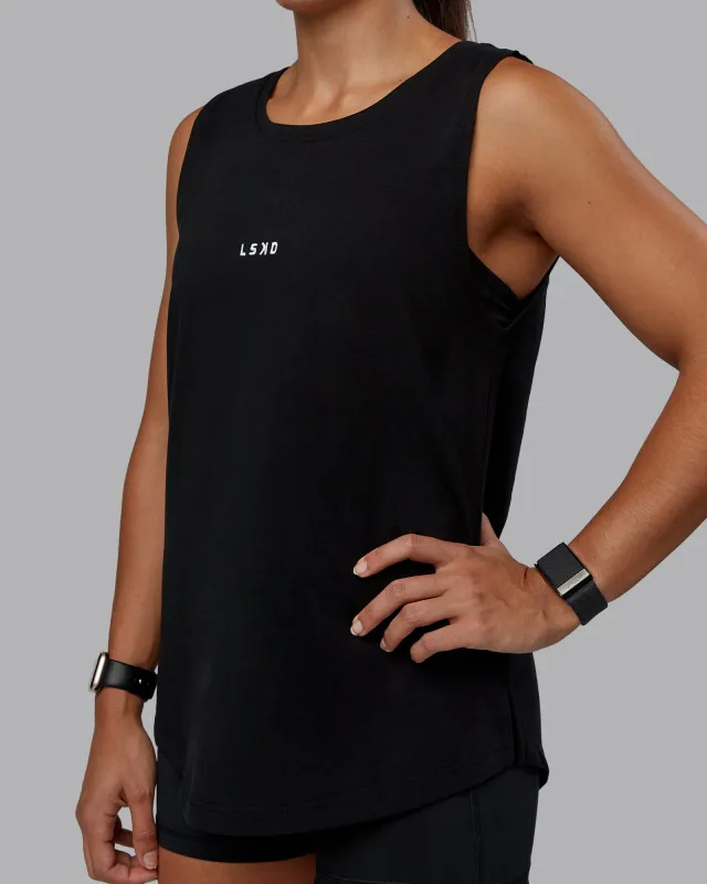 Go-To FLXCotton Longline Tank - Black-White sold by LSKD