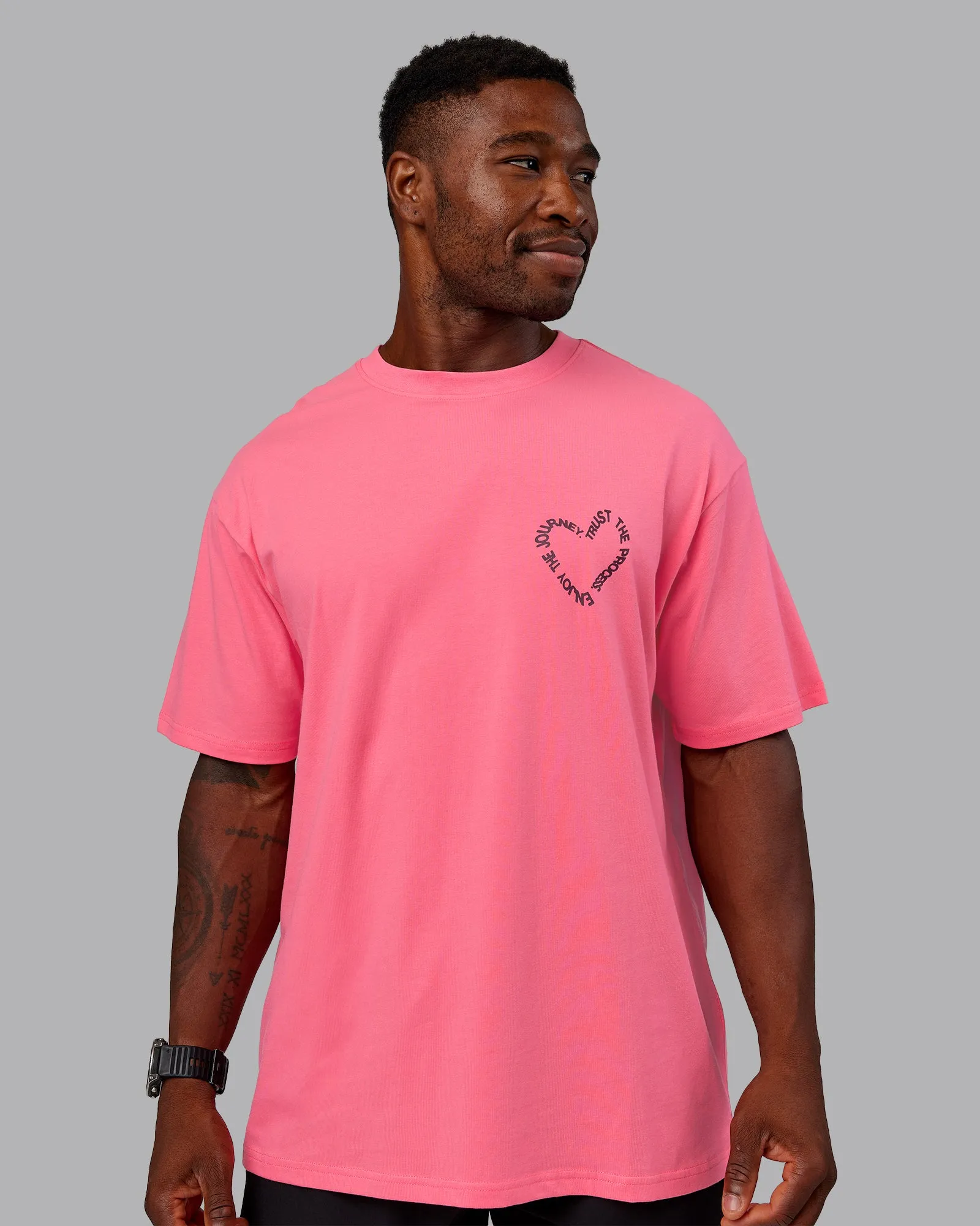 Love The Process FLXCotton Oversize Tee - Pink Lemonade-Cherry Lacquer sold by LSKD product image thumbnail 3
