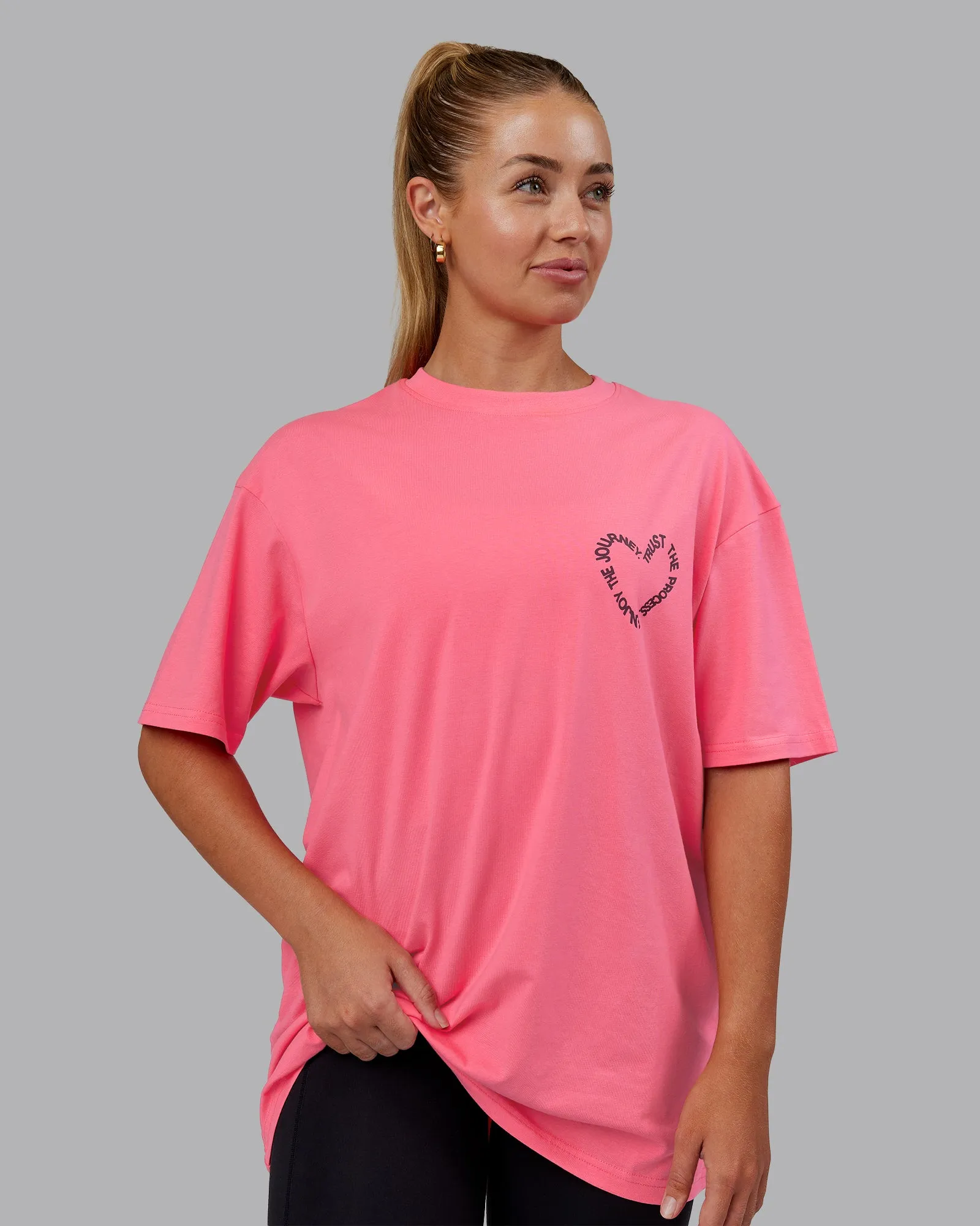 Love The Process FLXCotton Oversize Tee - Pink Lemonade-Cherry Lacquer sold by LSKD product image thumbnail 4