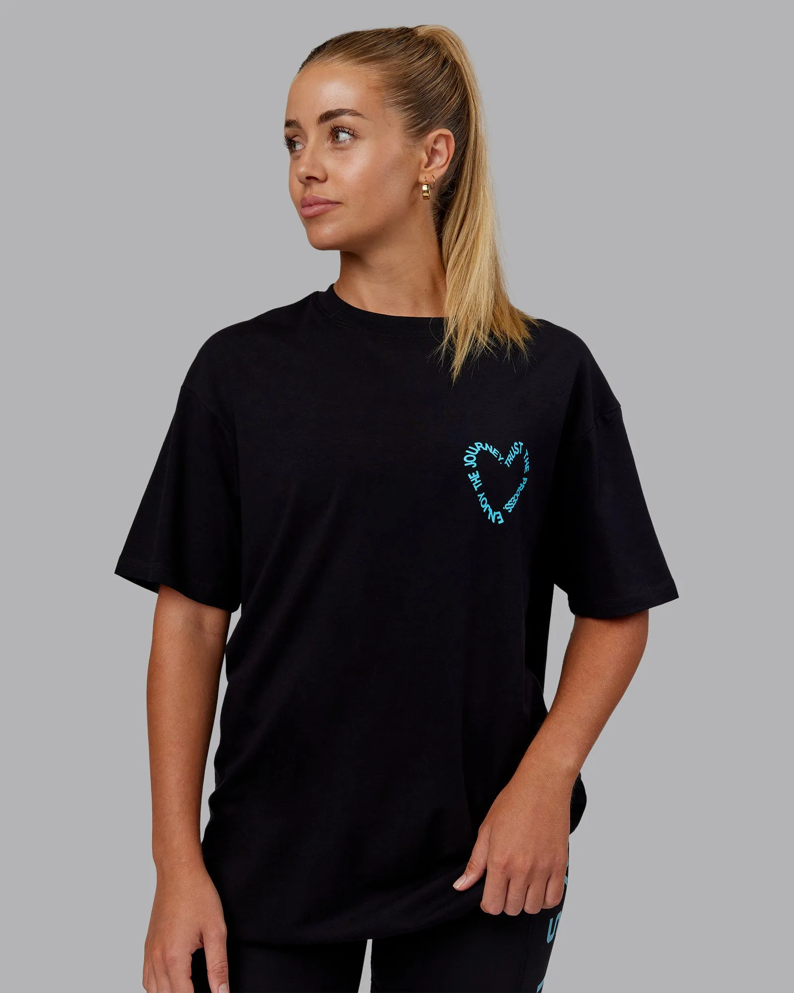 Love The Process FLXCotton Oversize Tee - Black-Blue Atoll sold by LSKD product image thumbnail 4