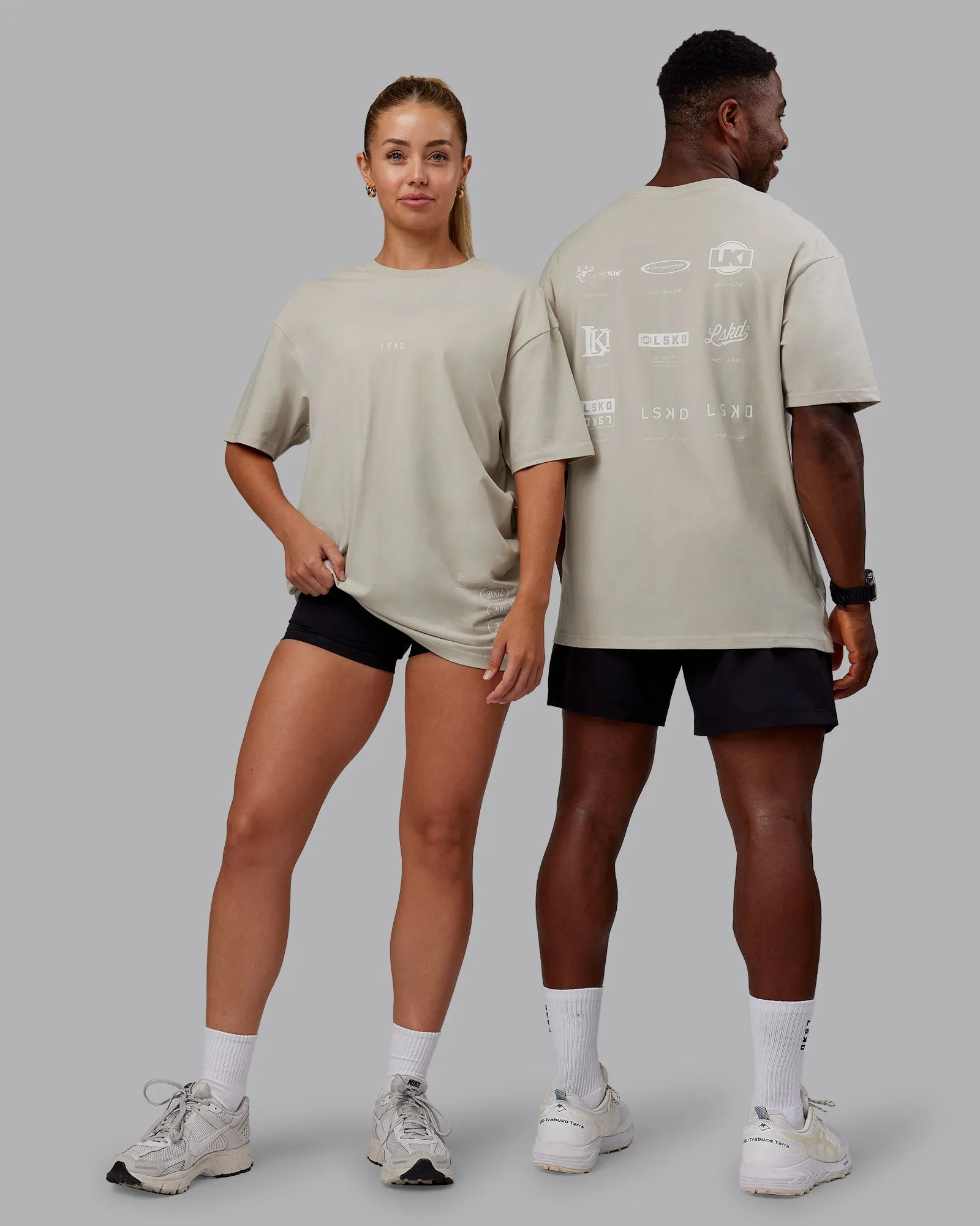 Timeline FLXCotton Oversized Tee - Shale Beige-White sold by LSKD