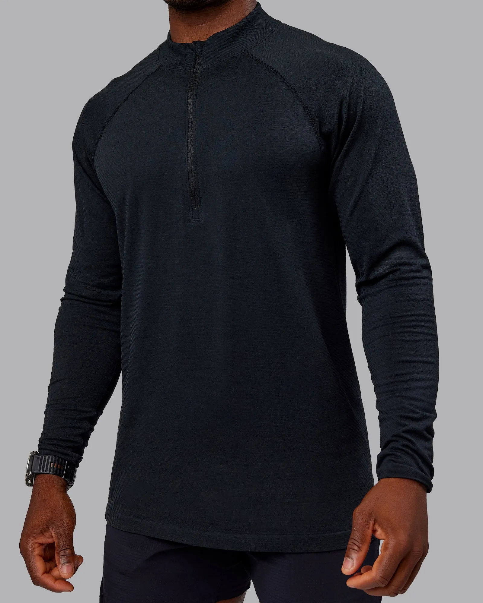 AeroFLX+ Seamless Half Zip Long Sleeve Tee - Black Marl sold by LSKD product image thumbnail 5
