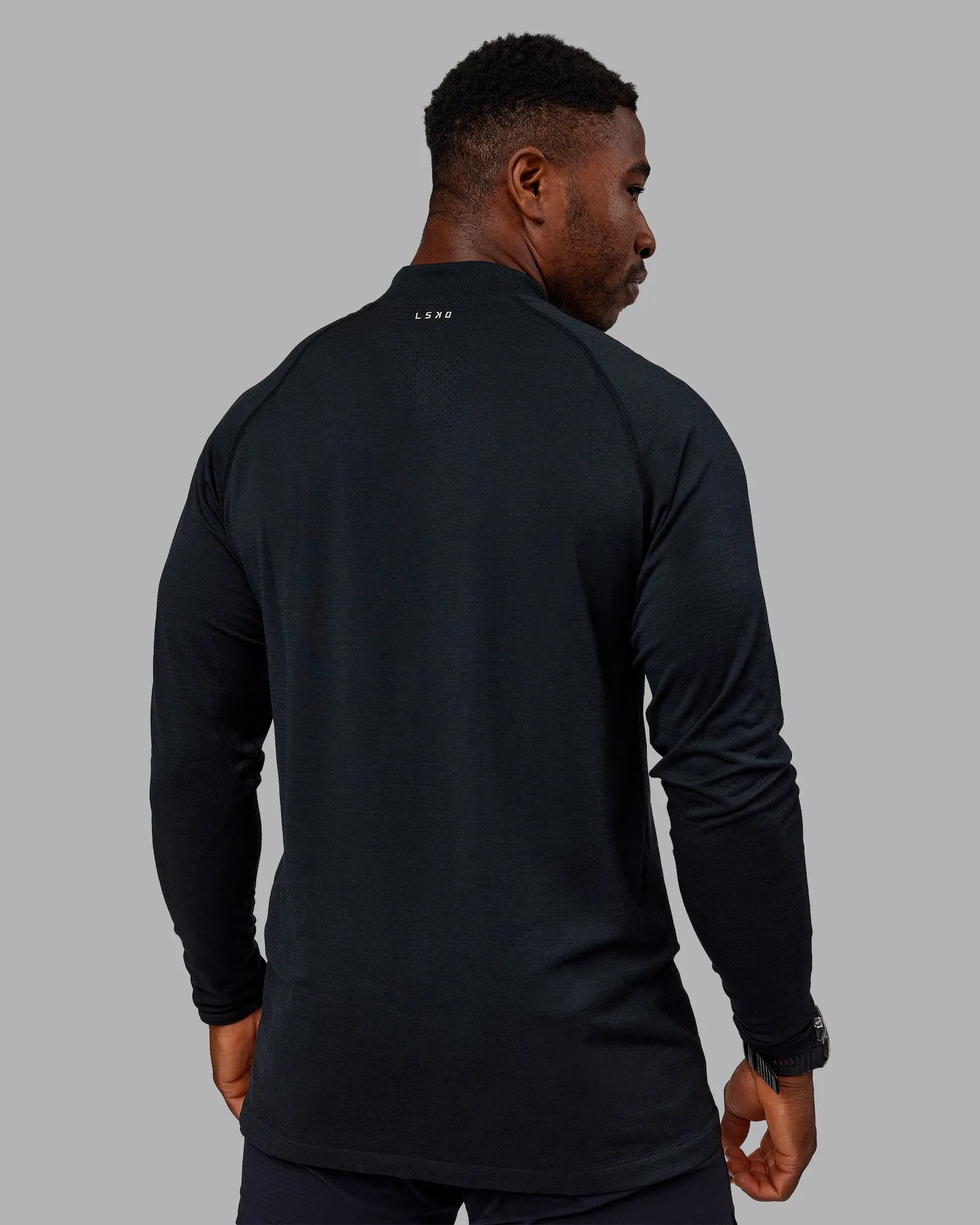 AeroFLX+ Seamless Half Zip Long Sleeve Tee - Black Marl sold by LSKD product image thumbnail 4