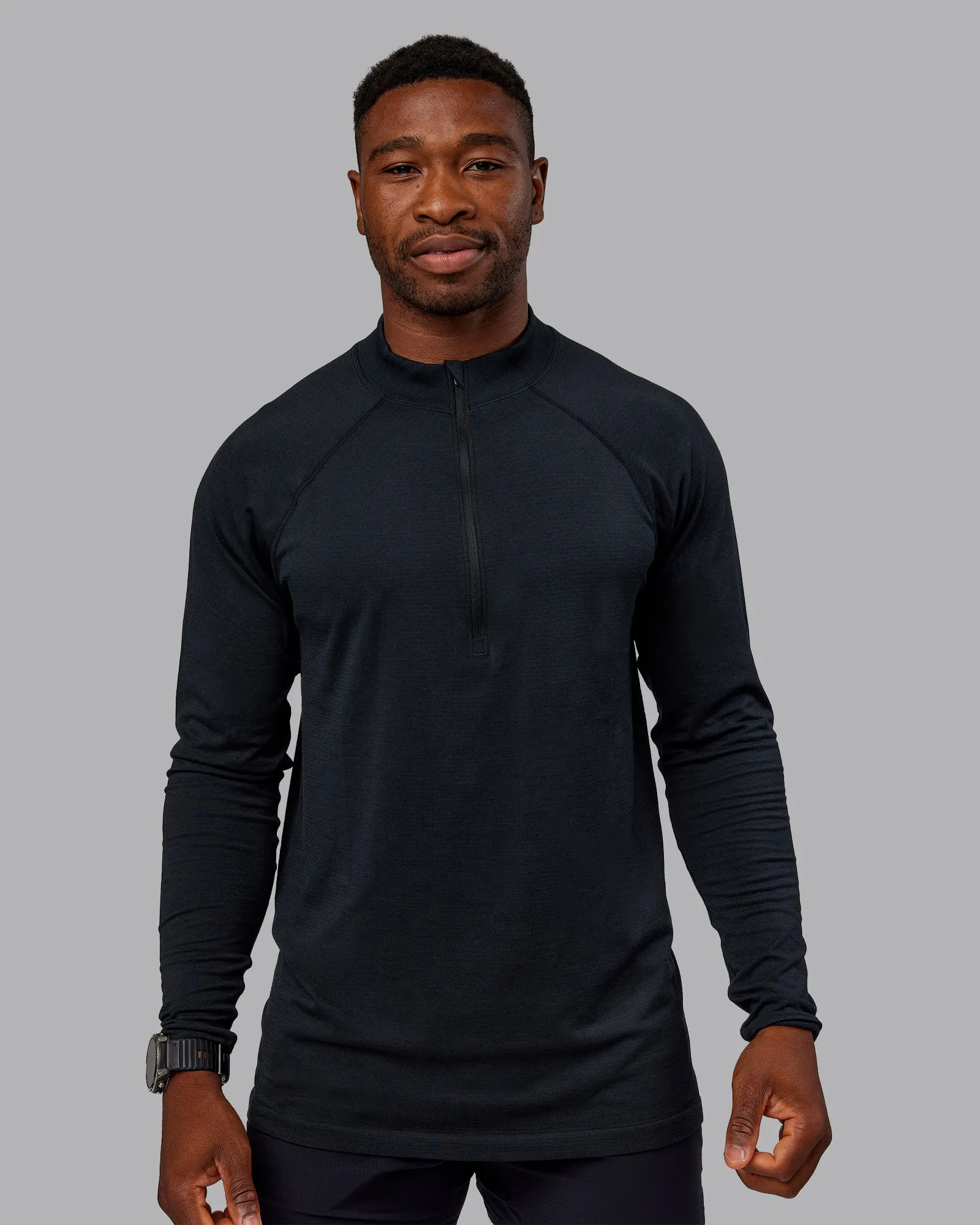 AeroFLX+ Seamless Half Zip Long Sleeve Tee - Black Marl sold by LSKD product image thumbnail 2