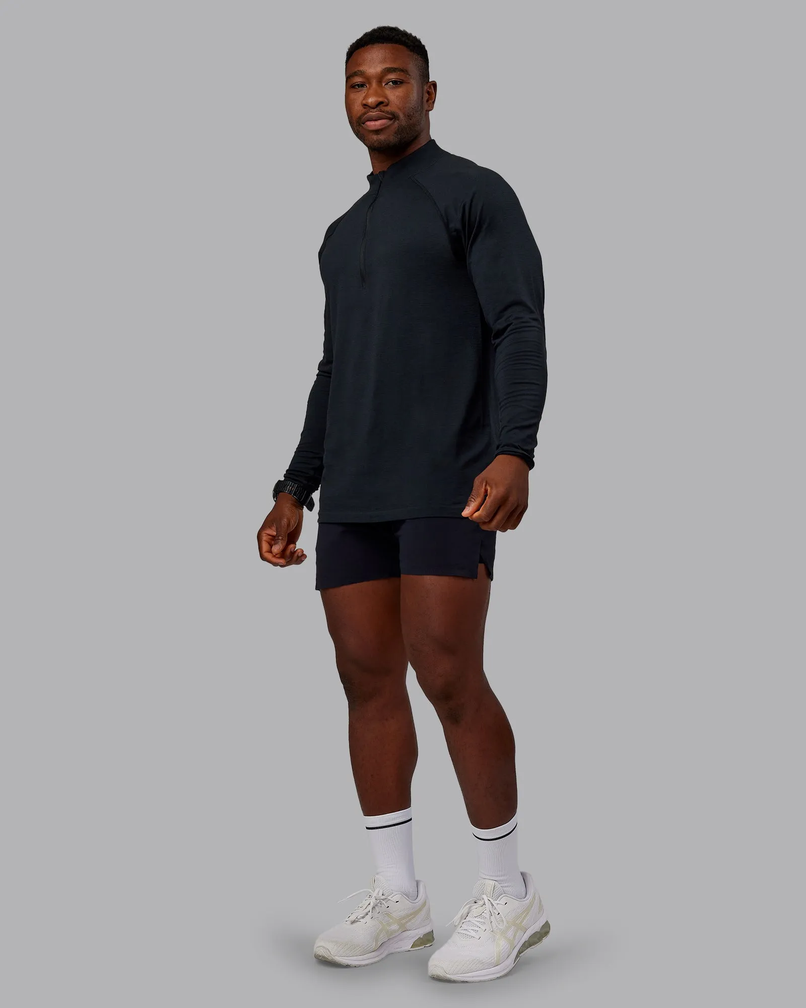 AeroFLX+ Seamless Half Zip Long Sleeve Tee - Black Marl sold by LSKD product image thumbnail 3