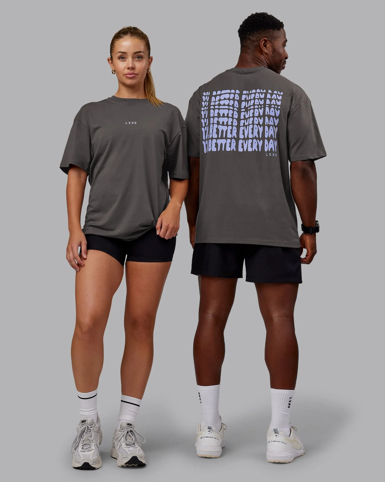 On Repeat FLXCotton Oversized Tee - Dark Storm-Sweet Lavender sold by LSKD