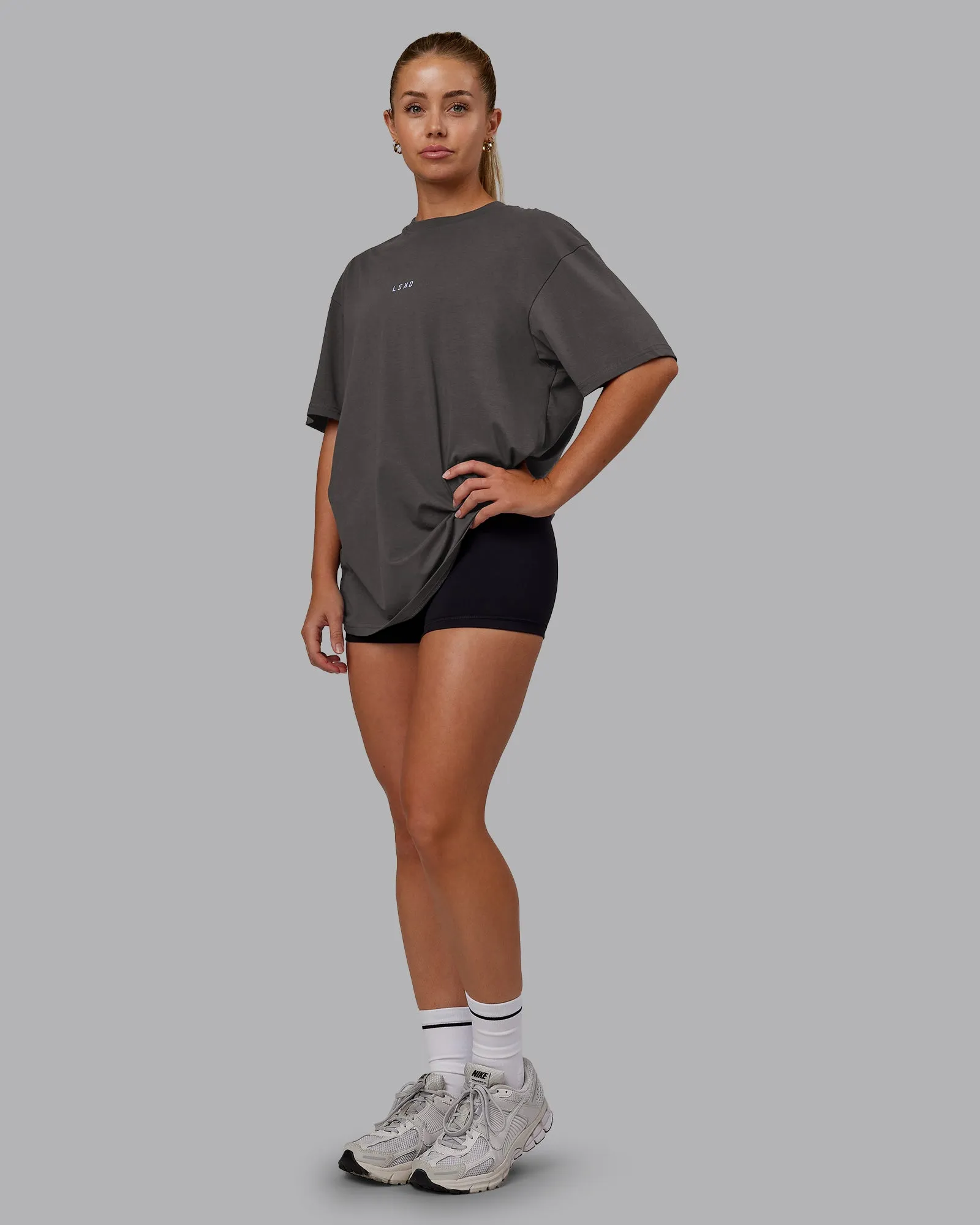 On Repeat FLXCotton Oversized Tee - Dark Storm-Sweet Lavender sold by LSKD product image thumbnail 5