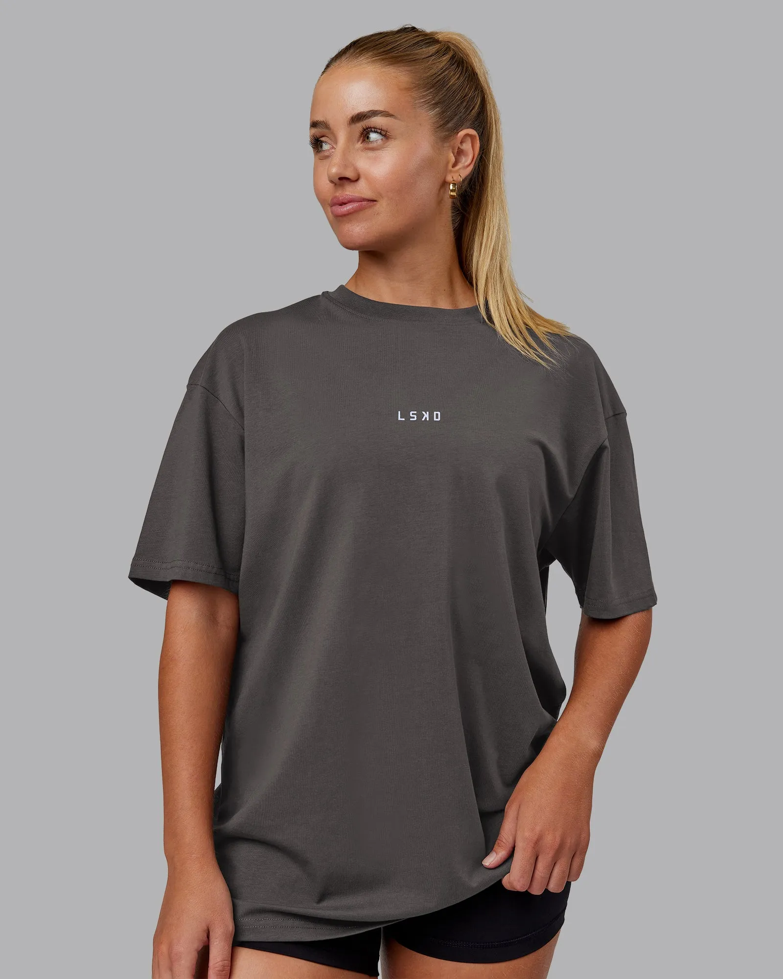 On Repeat FLXCotton Oversized Tee - Dark Storm-Sweet Lavender sold by LSKD product image thumbnail 3
