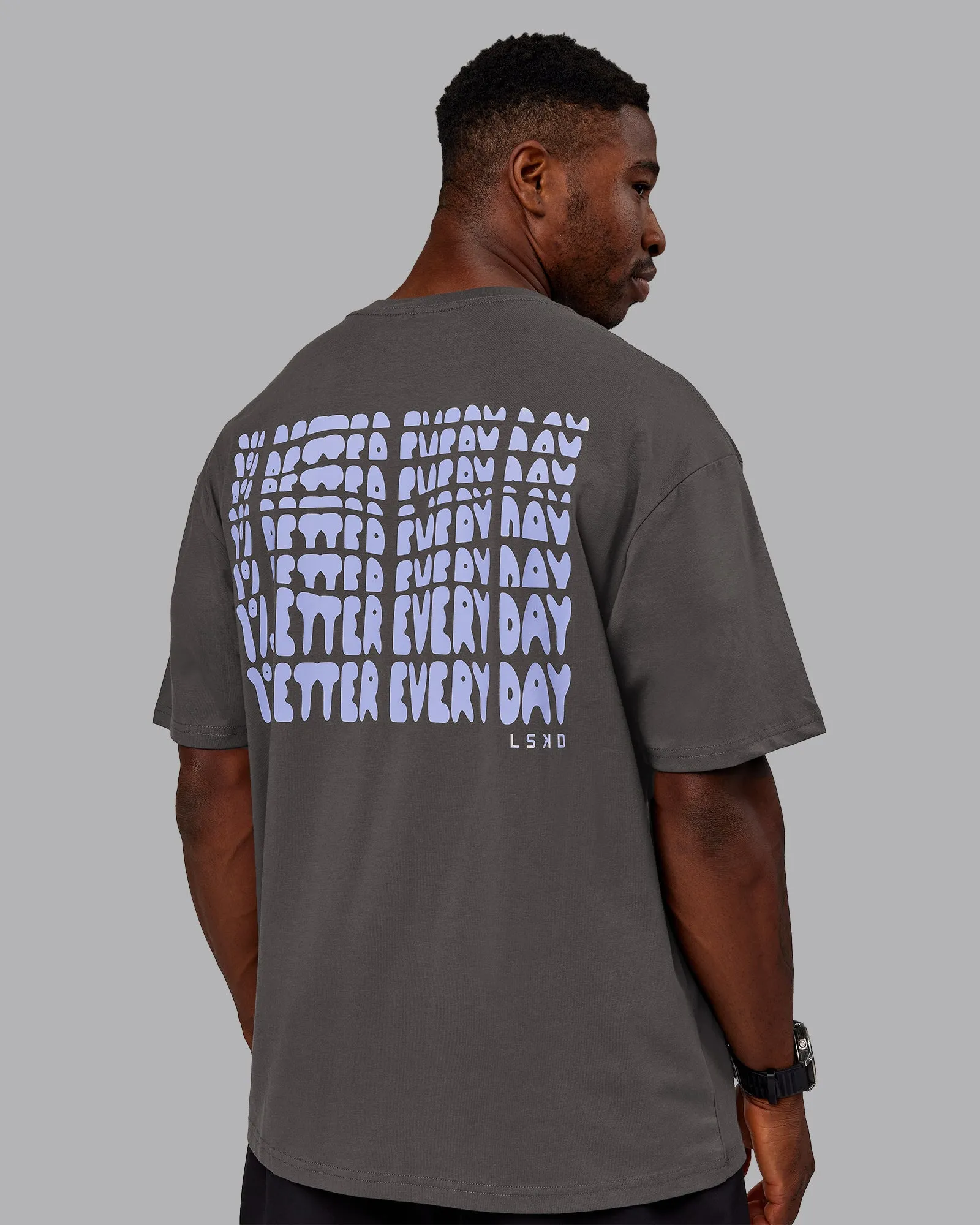 On Repeat FLXCotton Oversized Tee - Dark Storm-Sweet Lavender sold by LSKD product image thumbnail 2