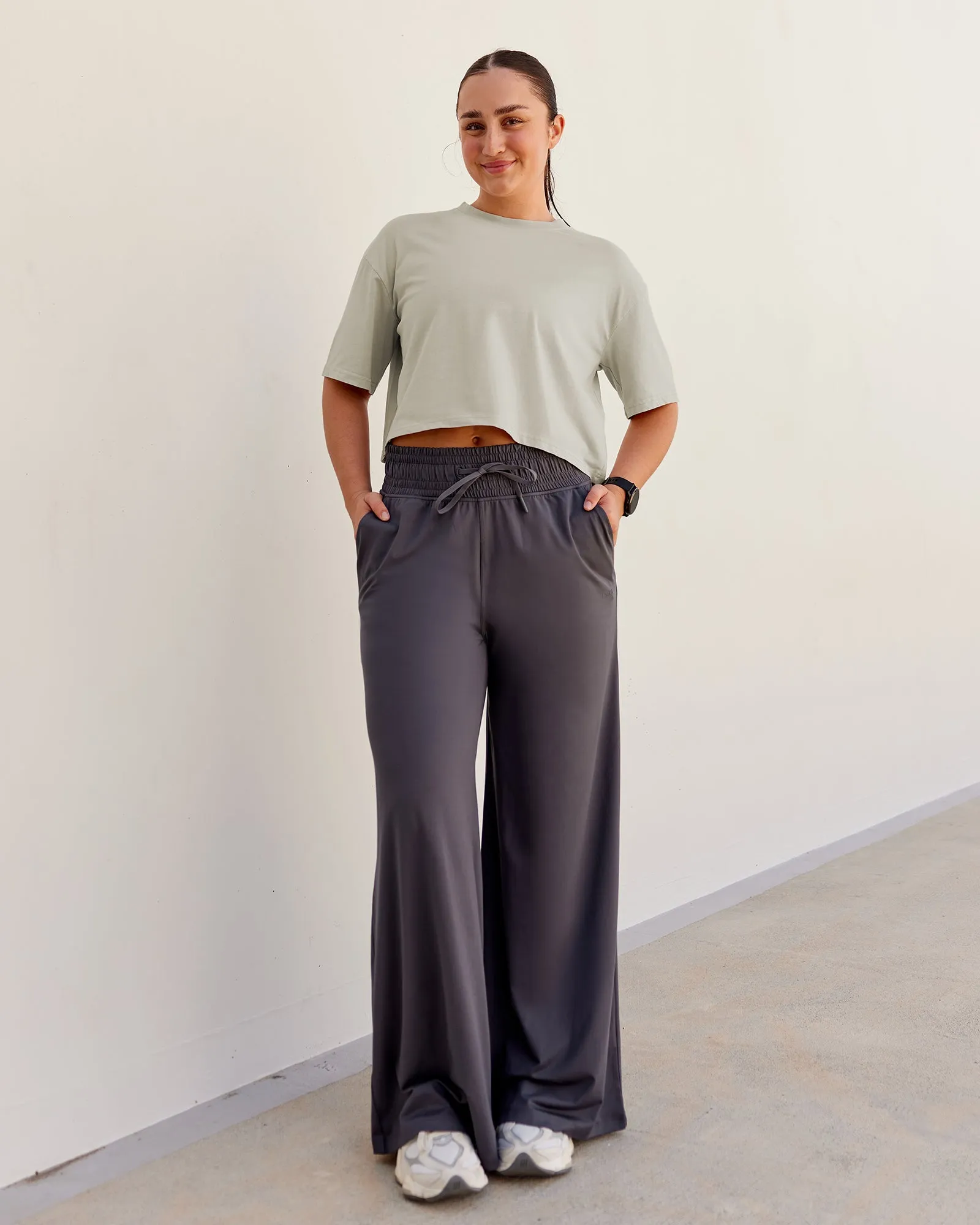 Heart Washed FLXCotton Cropped Tee - Washed Shale Beige-White sold by LSKD product image thumbnail 2