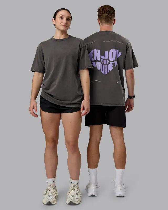 Heart FLXCotton Oversized Tee - Washed Dark Storm-Violet Ray sold by LSKD