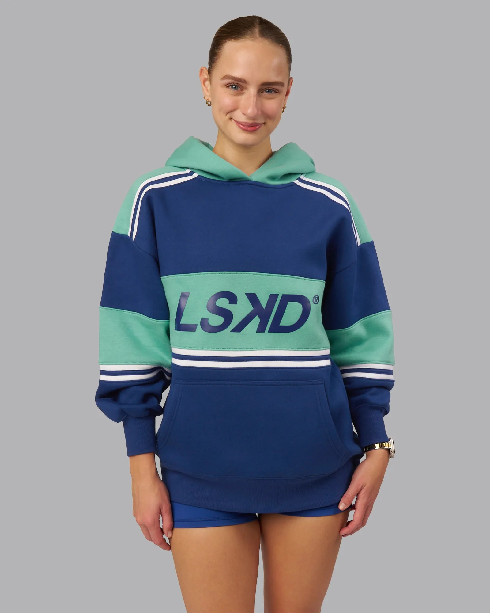 A-Team Oversized Hoodie - Midnight Blue-Agate Green sold by LSKD product image thumbnail 2