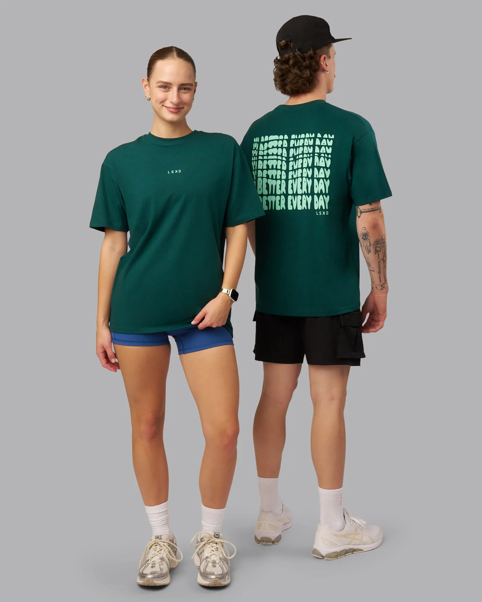 On Repeat FLXCotton Oversized Tee - Dark Moss-Ice Green sold by LSKD