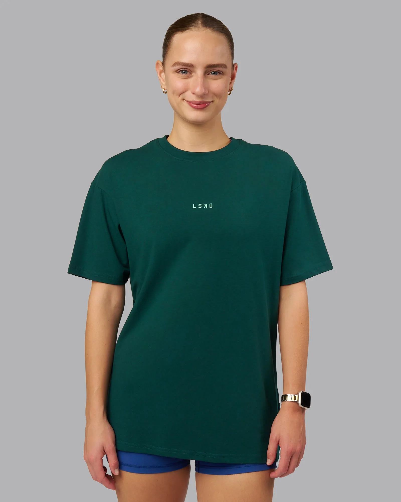 On Repeat FLXCotton Oversized Tee - Dark Moss-Ice Green sold by LSKD product image thumbnail 4