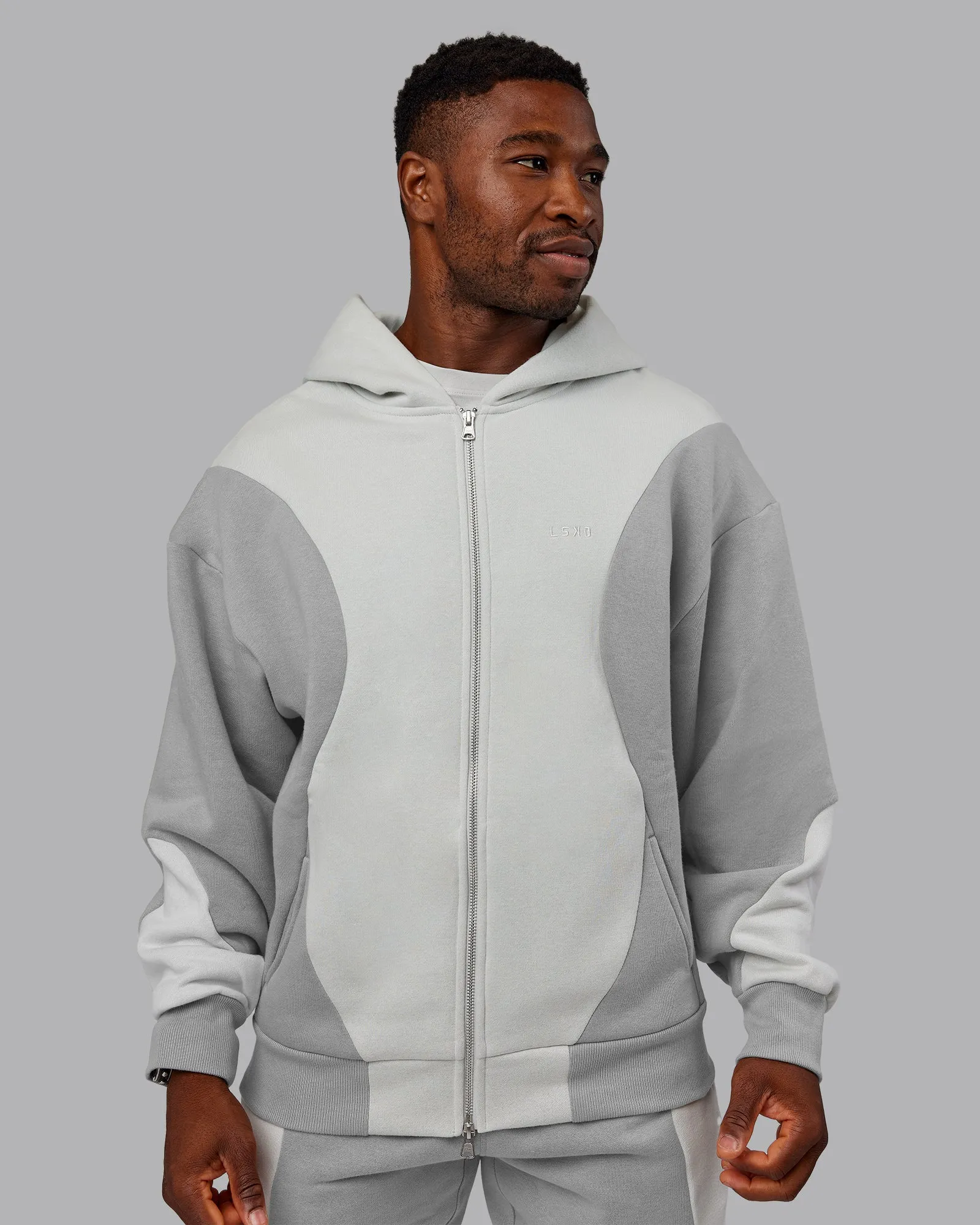 Stream Oversized Panel Zip Hoodie - Circular Grey-Digital Mist sold by LSKD product image thumbnail 2