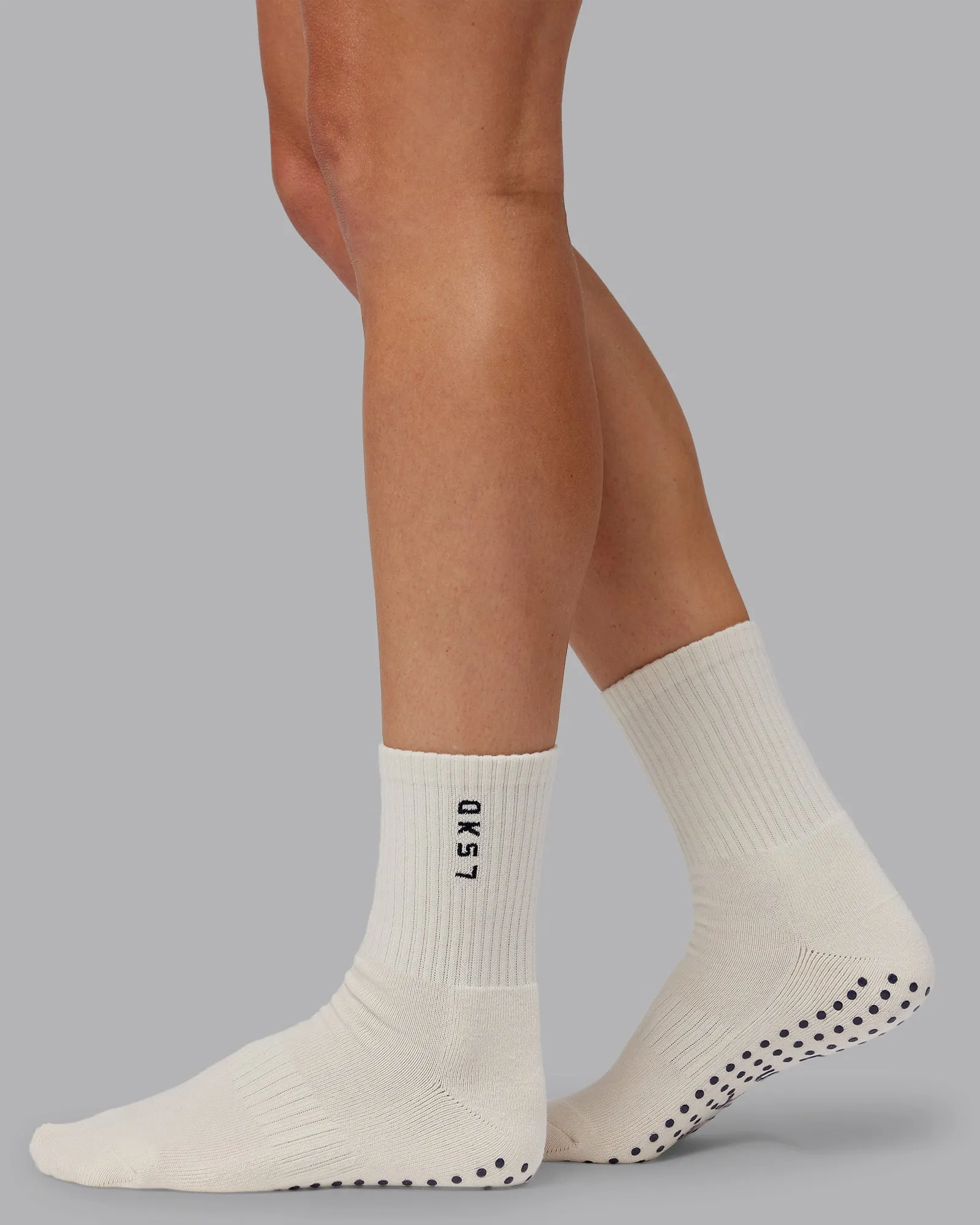 Signal Crew Pilates Grip Sock - Off White-Future Navy sold by LSKD