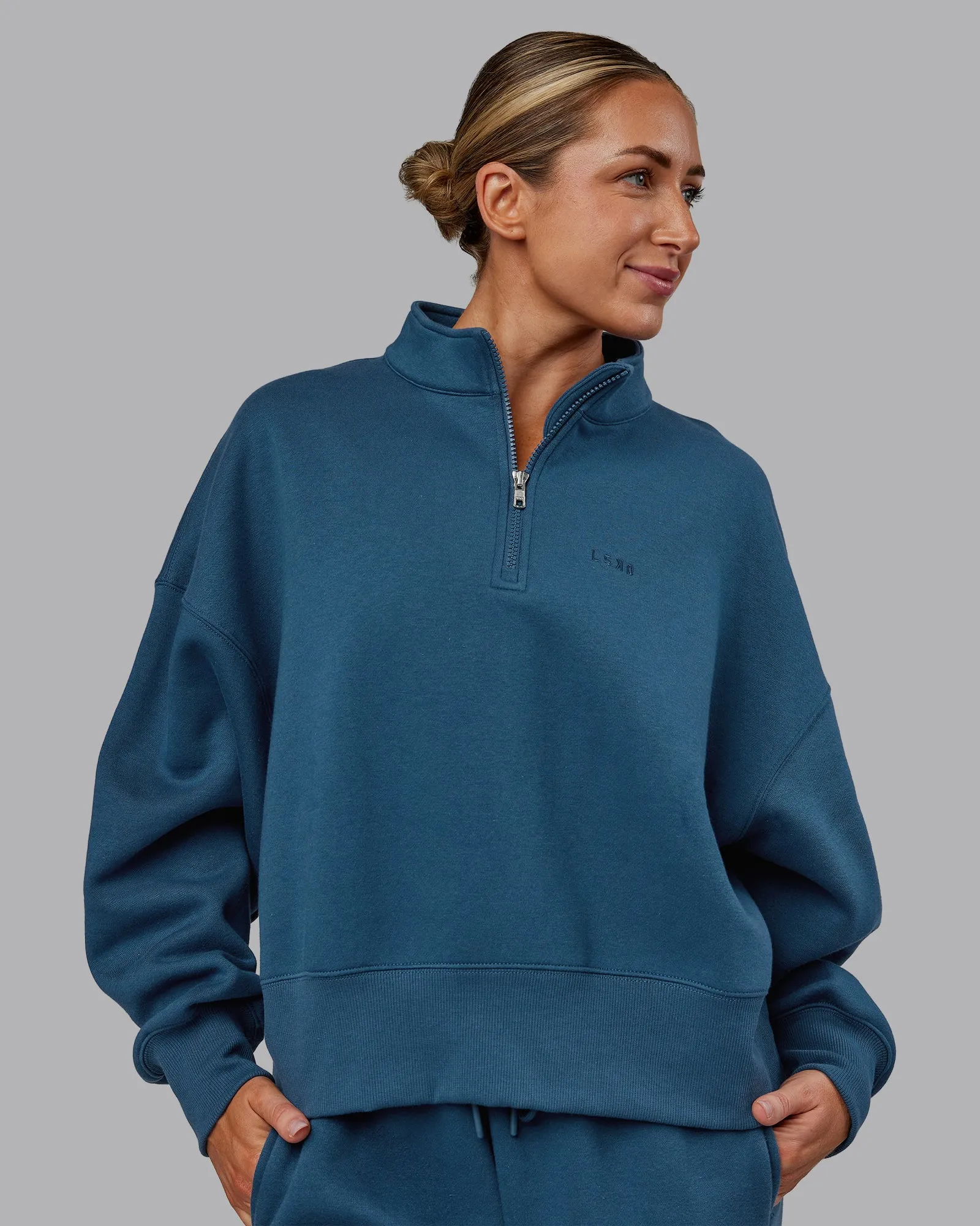 MVP 1/2 Zip Oversized Sweater - Indigo sold by LSKD product image thumbnail 2