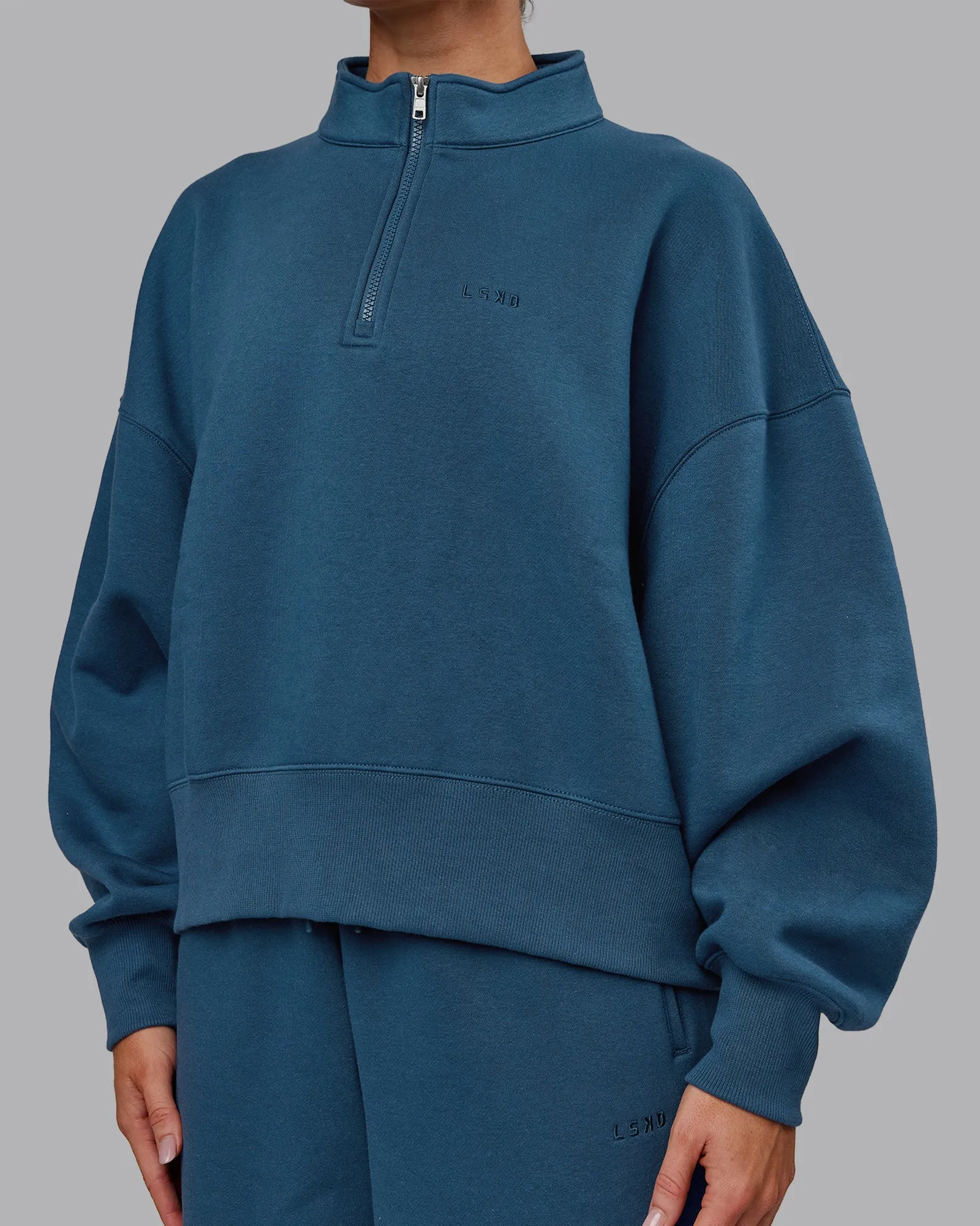 MVP 1/2 Zip Oversized Sweater - Indigo sold by LSKD product image thumbnail 3