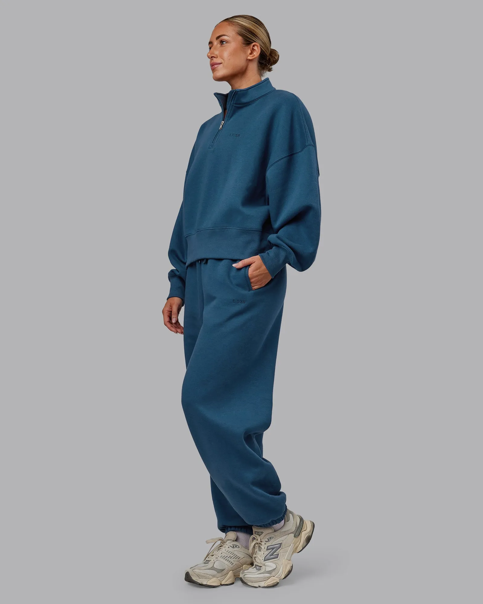 MVP 1/2 Zip Oversized Sweater - Indigo sold by LSKD product image thumbnail 5
