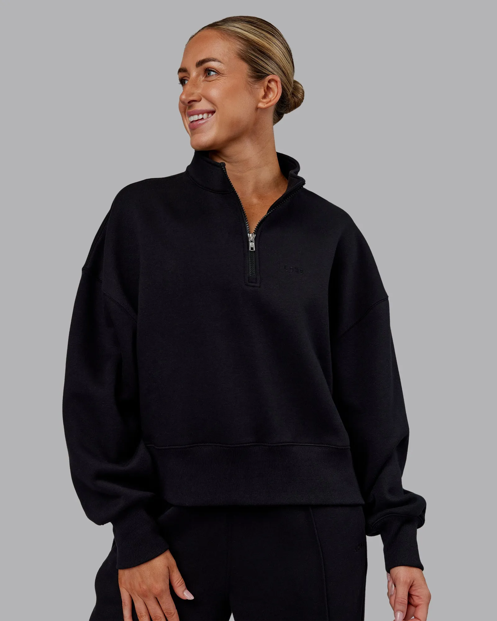 MVP 1/2 Zip Oversized Sweater - Black sold by LSKD