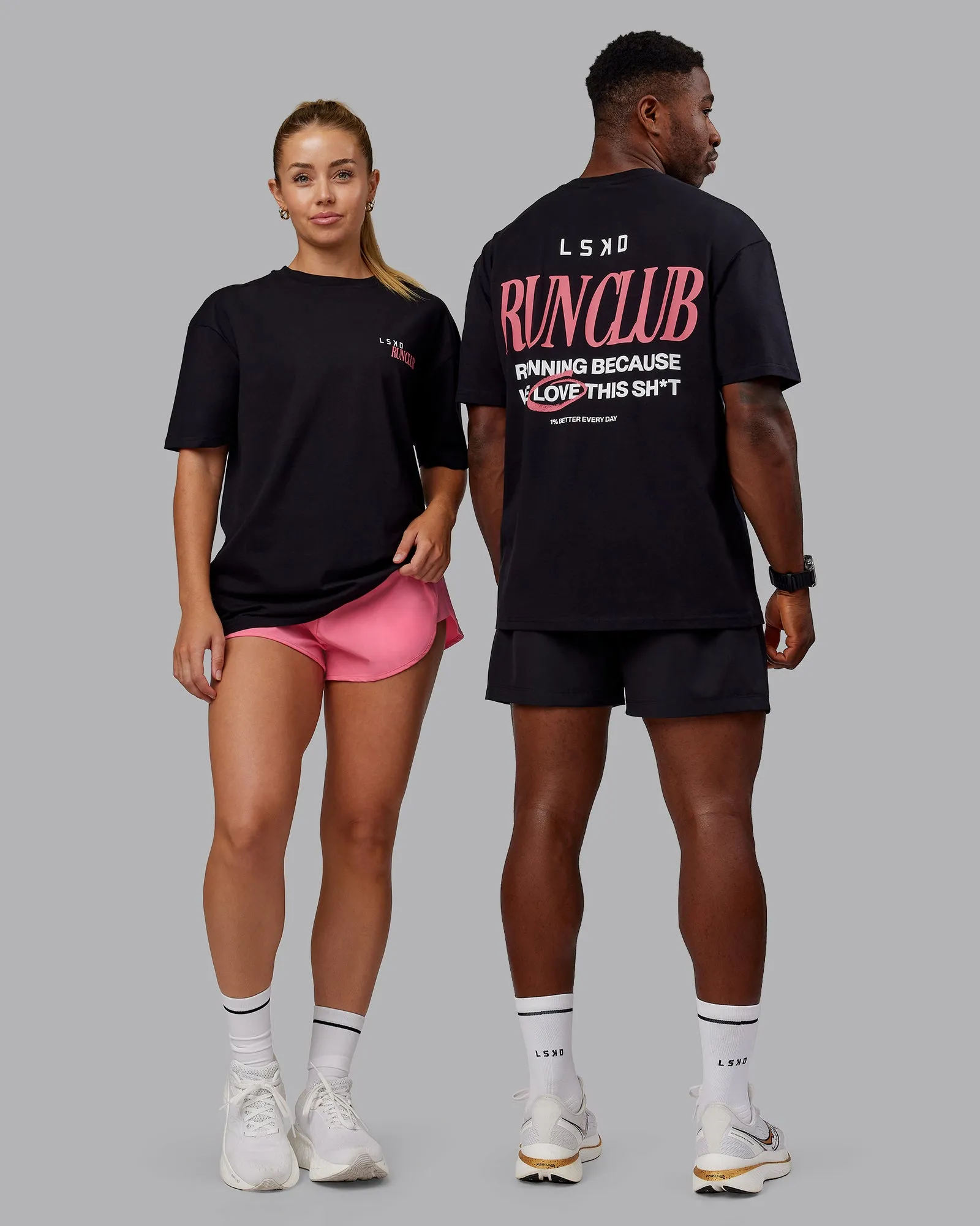 Run Love FLXCotton Oversized Tee - Black-Pink Lemonade sold by LSKD
