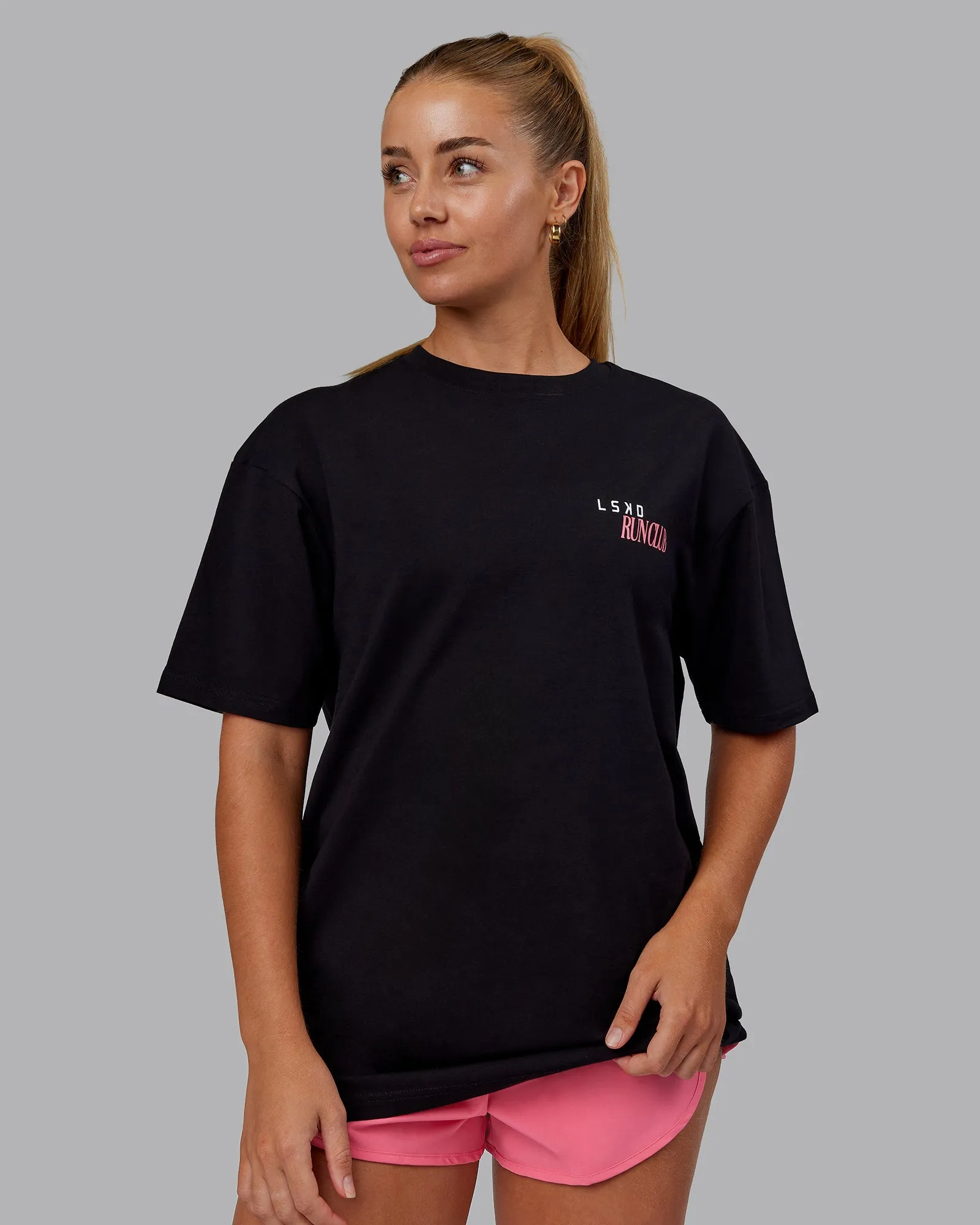 Run Love FLXCotton Oversized Tee - Black-Pink Lemonade sold by LSKD product image thumbnail 5