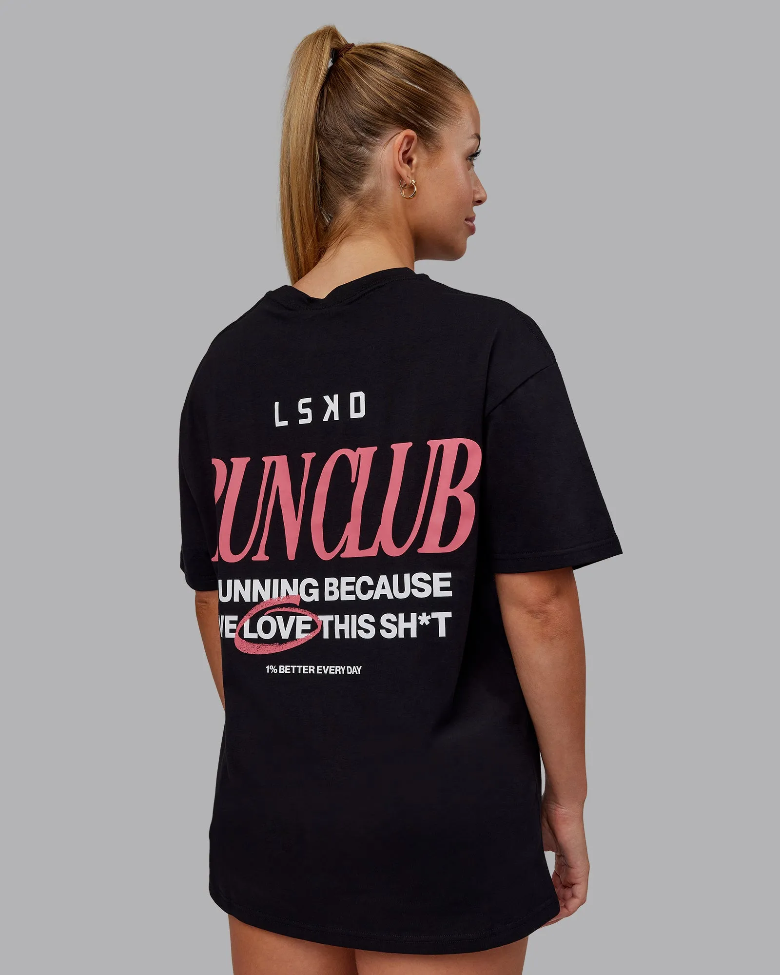 Run Love FLXCotton Oversized Tee - Black-Pink Lemonade sold by LSKD product image thumbnail 2