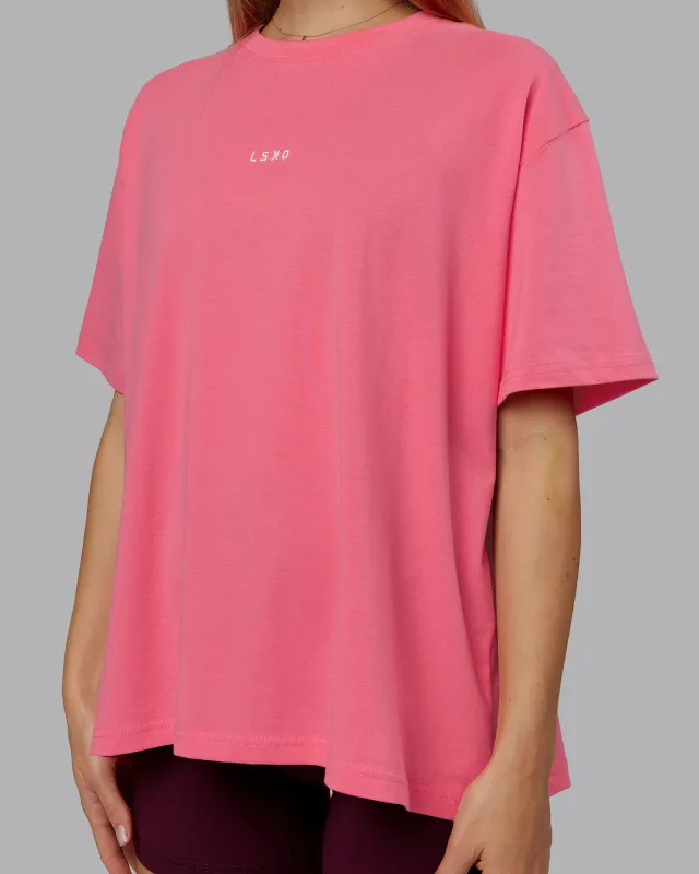 Go-To FLXCotton Oversized Tee - Pink Lemonade-White sold by LSKD