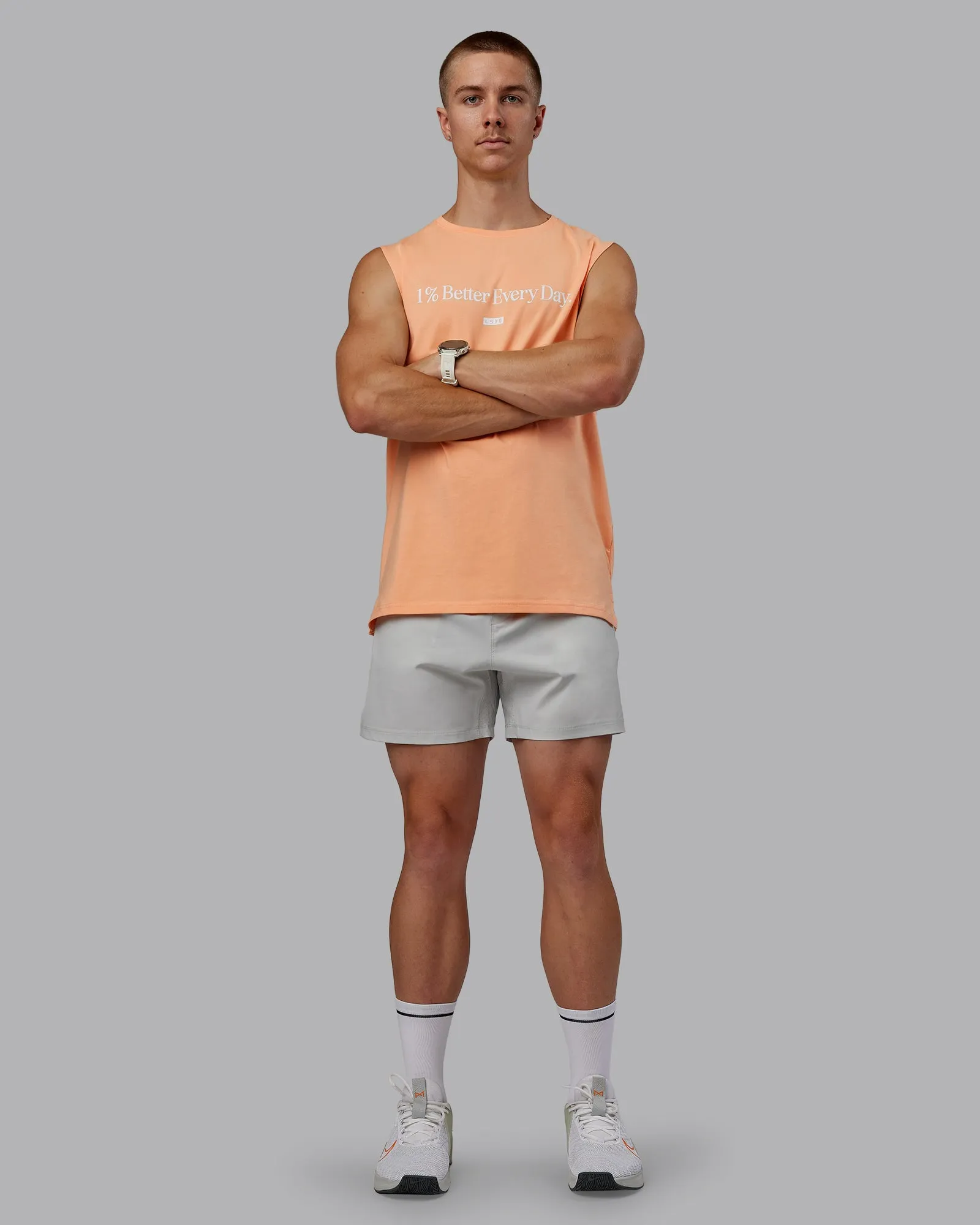 1% Better FLXCotton Training Fit Tank - Peach Fuzz/White sold by LSKD product image thumbnail 5