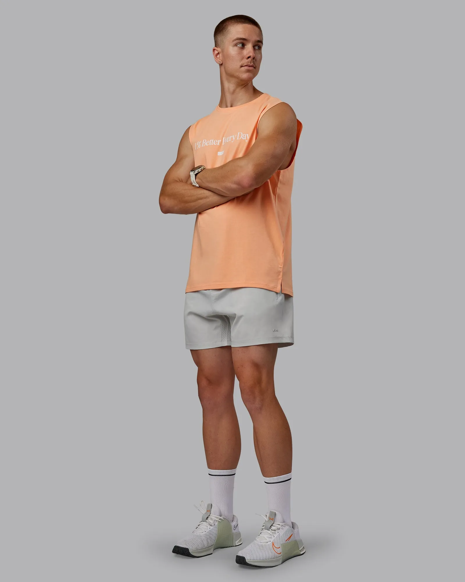 1% Better FLXCotton Training Fit Tank - Peach Fuzz/White sold by LSKD product image thumbnail 2