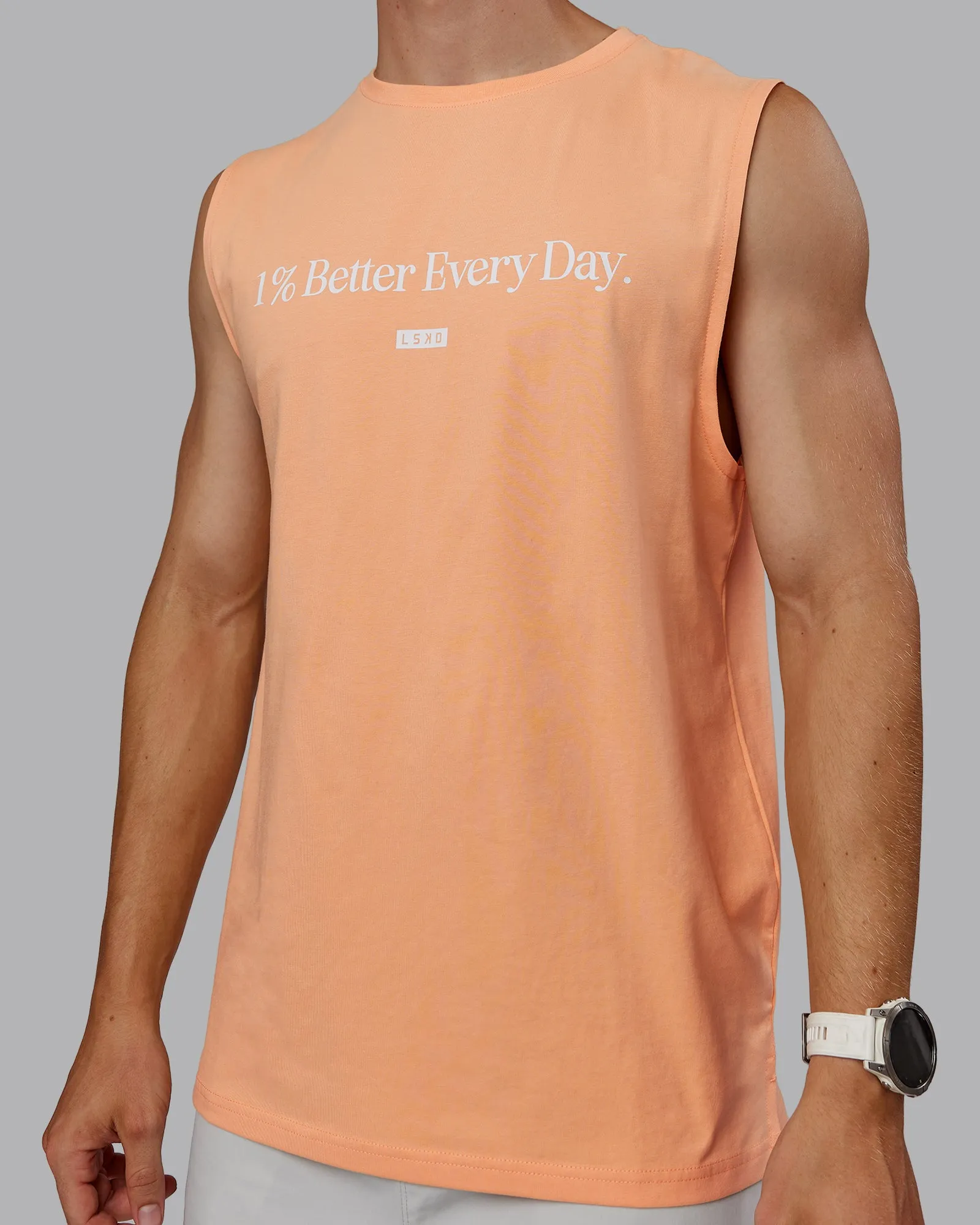 1% Better FLXCotton Training Fit Tank - Peach Fuzz/White sold by LSKD