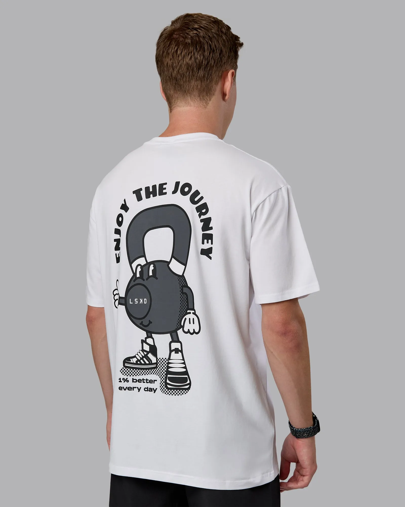 Kettlebell FLXCotton Oversized Tee - White-Black sold by LSKD product image thumbnail 3