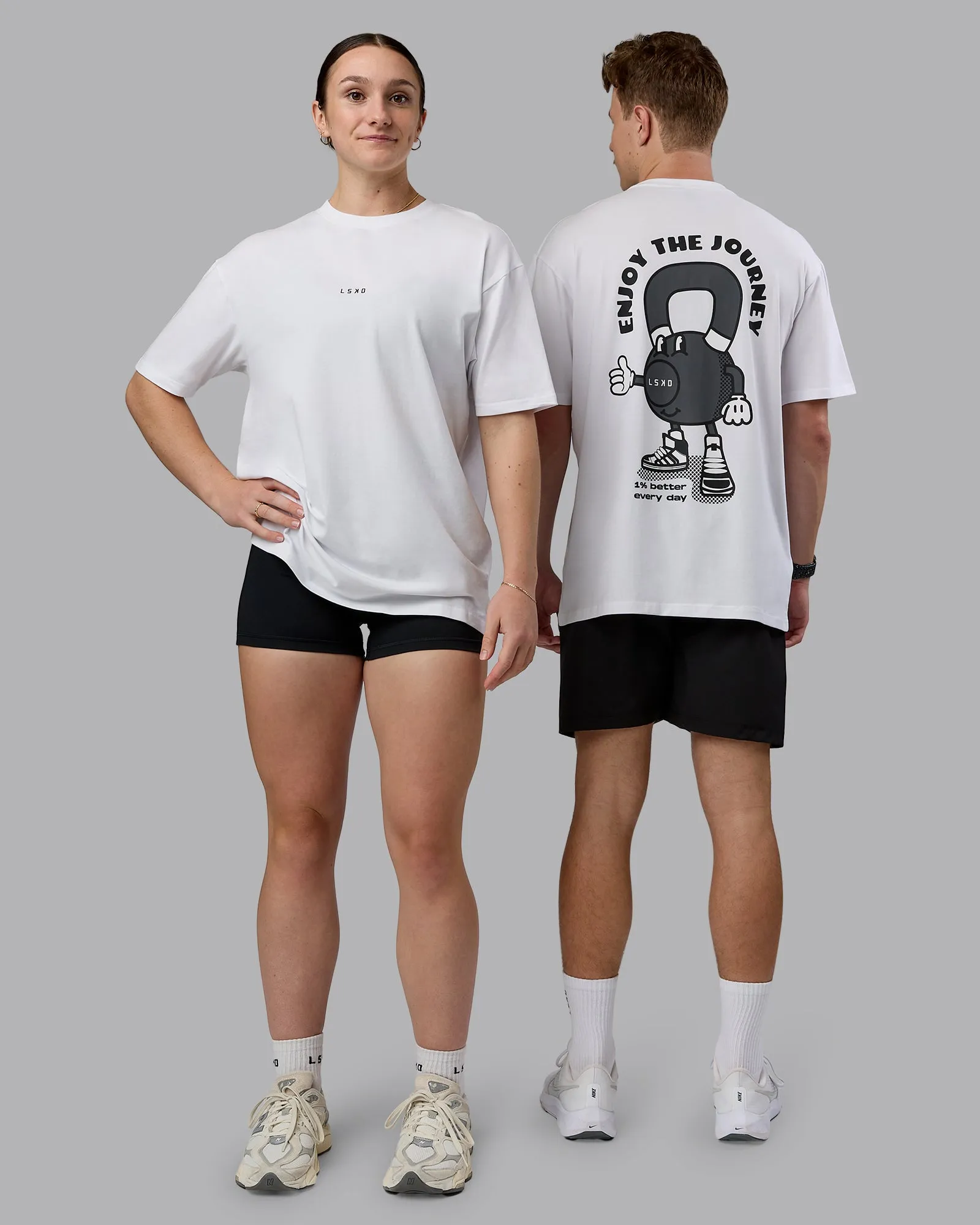 Kettlebell FLXCotton Oversized Tee - White-Black sold by LSKD