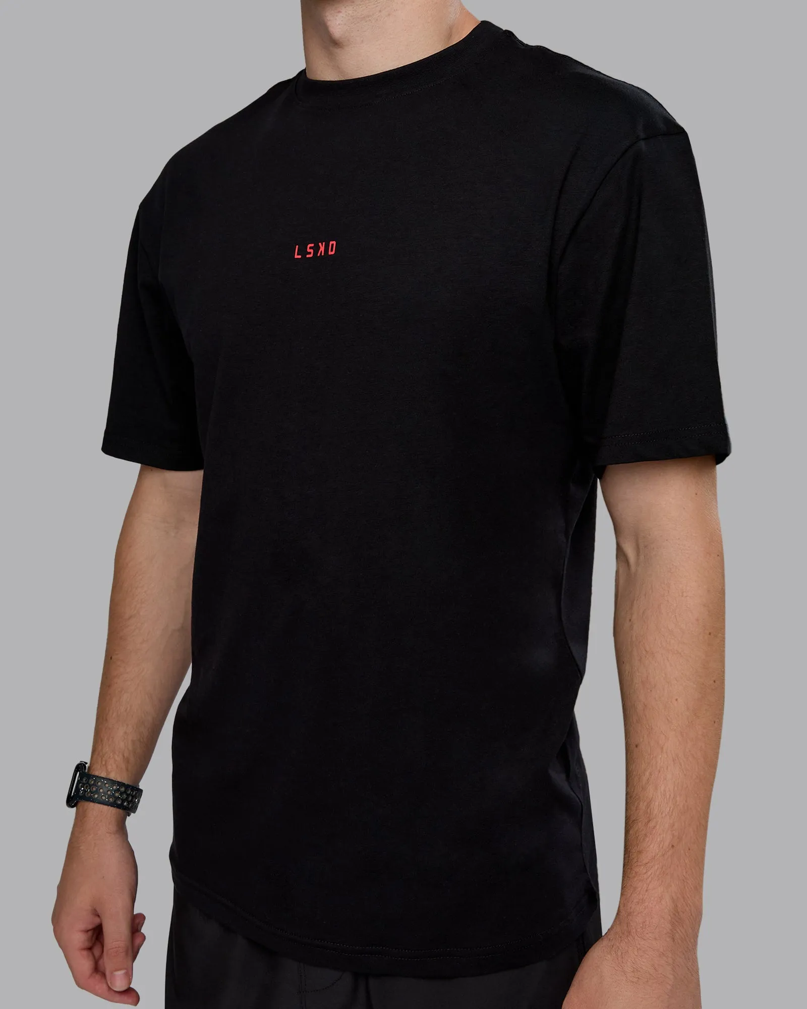 Kettlebell FLXCotton Oversized Tee - Black-Scarlet sold by LSKD product image thumbnail 4