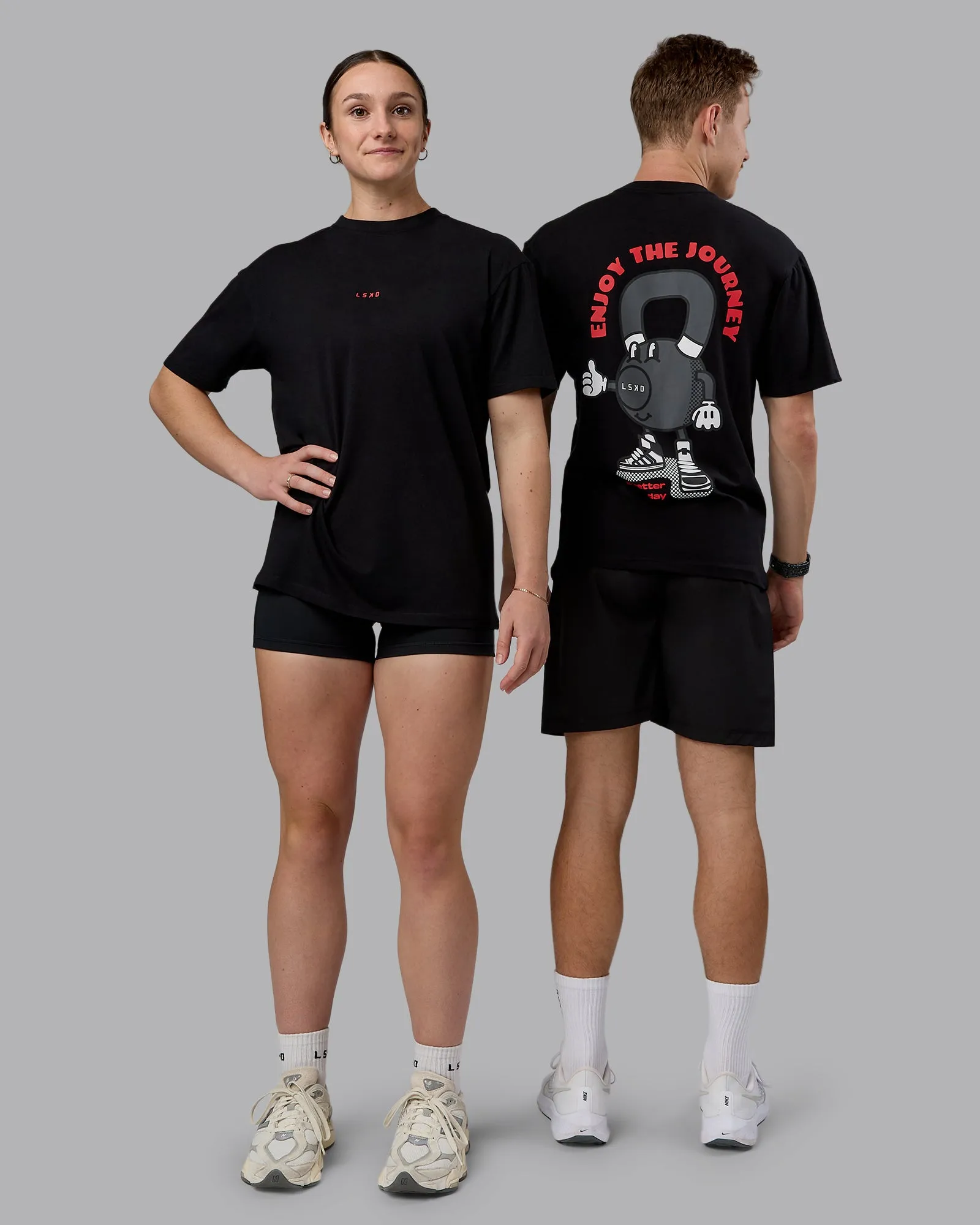 Kettlebell FLXCotton Oversized Tee - Black-Scarlet sold by LSKD
