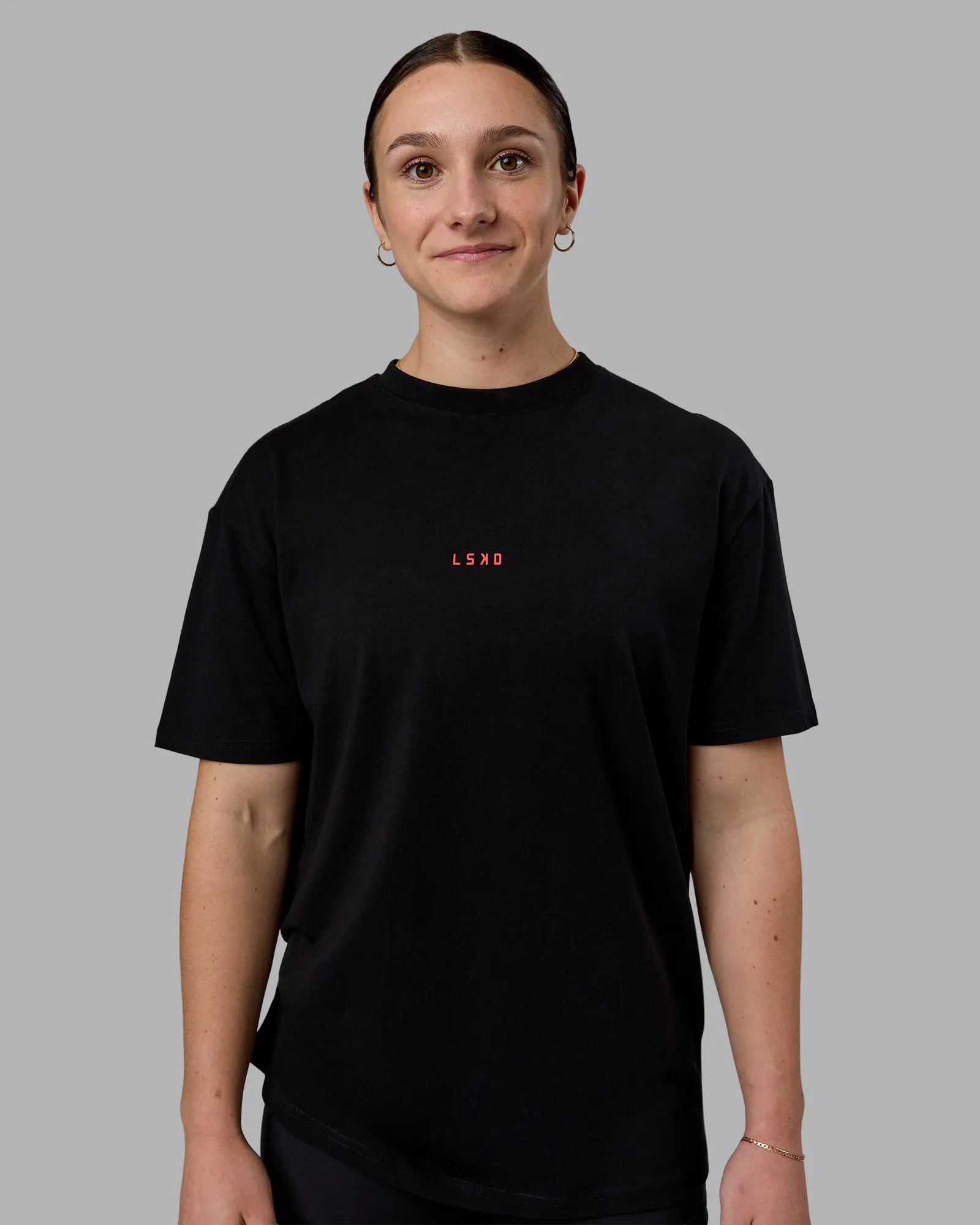 Kettlebell FLXCotton Oversized Tee - Black-Scarlet sold by LSKD product image thumbnail 5
